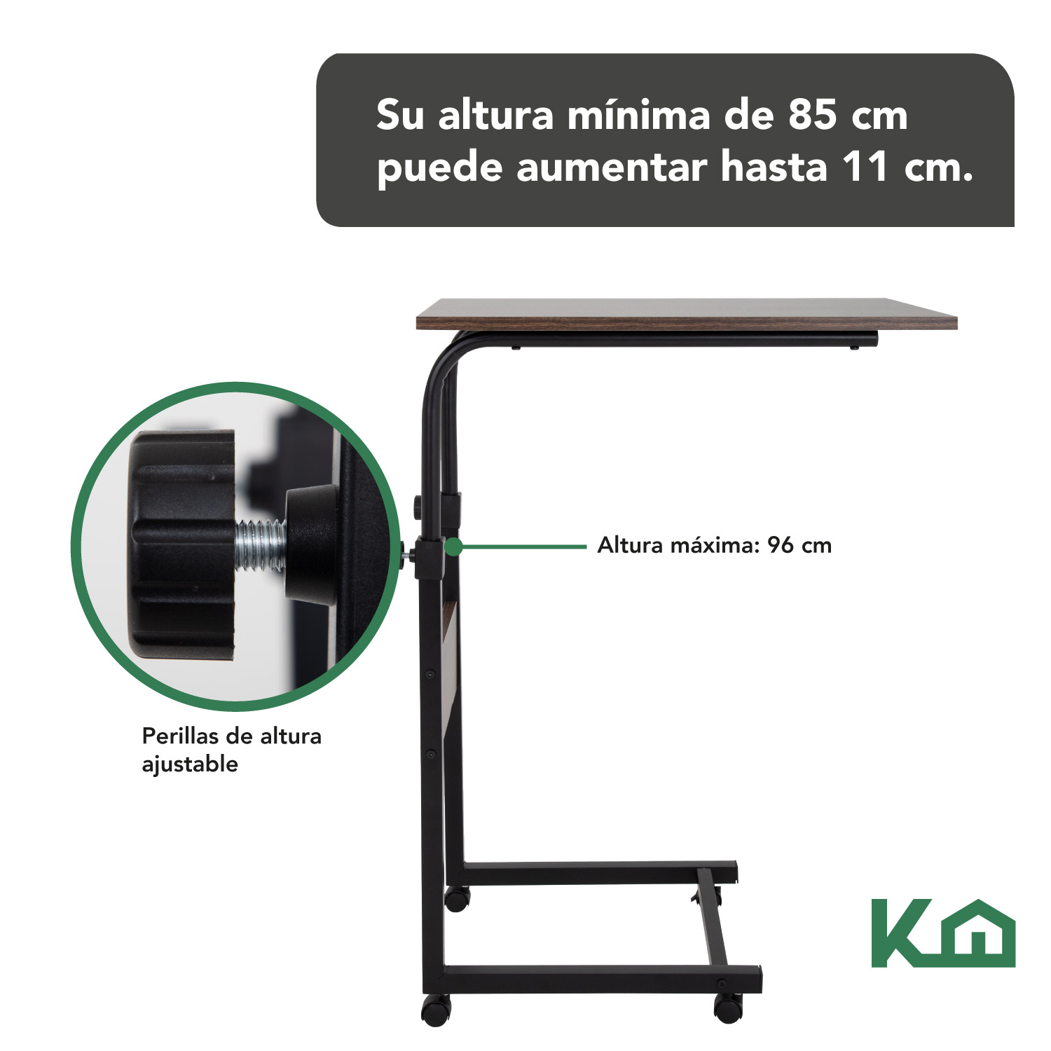 Foto 4 pulgar | Mesa Base Para Laptop Portátil Ruedas Altura Ajustable Cama KingsHouse