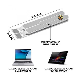 Foto 3 | Soporte Plegable para Laptop o Tableta Virtual Zone color Gris para Pantallas de 11'' a 17'' 1 Pieza