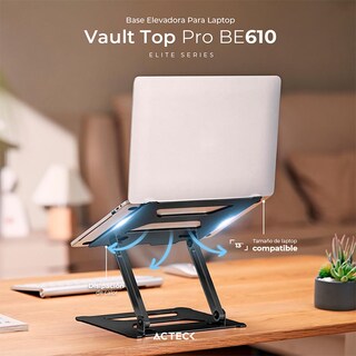 Foto 4 | Base Elevadora Acteck AC-934541 color Negro Vault Top Pro Be610 para Laptop 13'' Ajustable