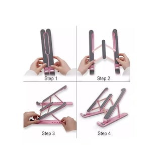 Foto 2 | Base Soporte para Laptop Tablet Portátil Ajustable Plegable Rosa