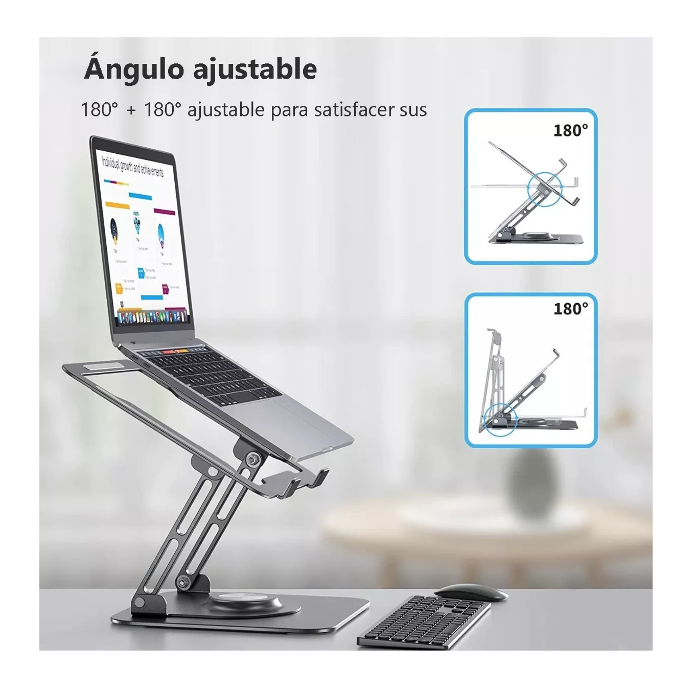 Foto 6 pulgar | Soporte para Laptop Ergonómico de Aluminio Rotación 360° Plegable Plata