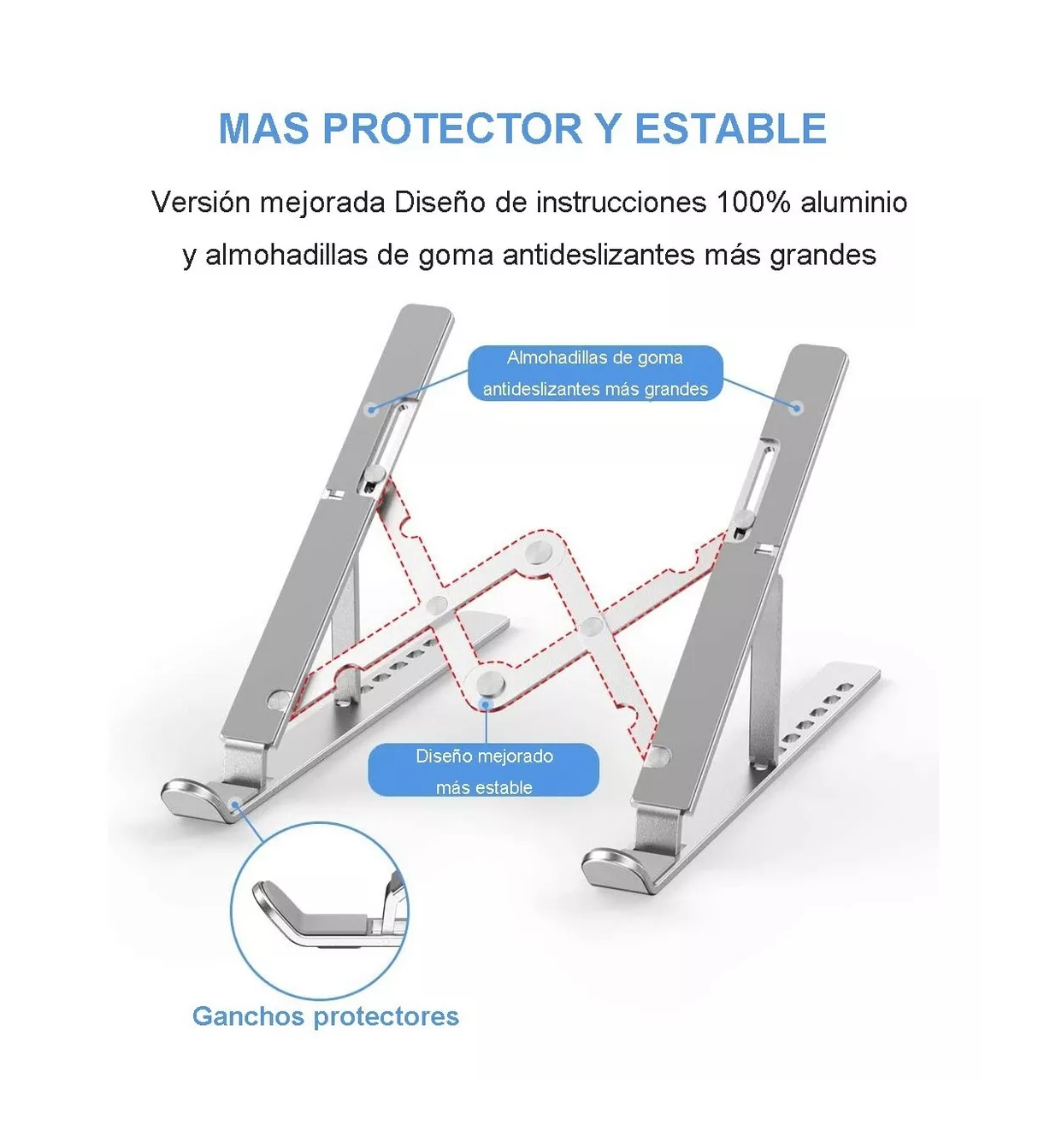 Foto 3 pulgar | Base Soporte Para Laptop De Aluminio, Plegable, Portátil Plata