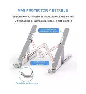 Foto 2 | Base Soporte Para Laptop De Aluminio, Plegable, Portátil Plata