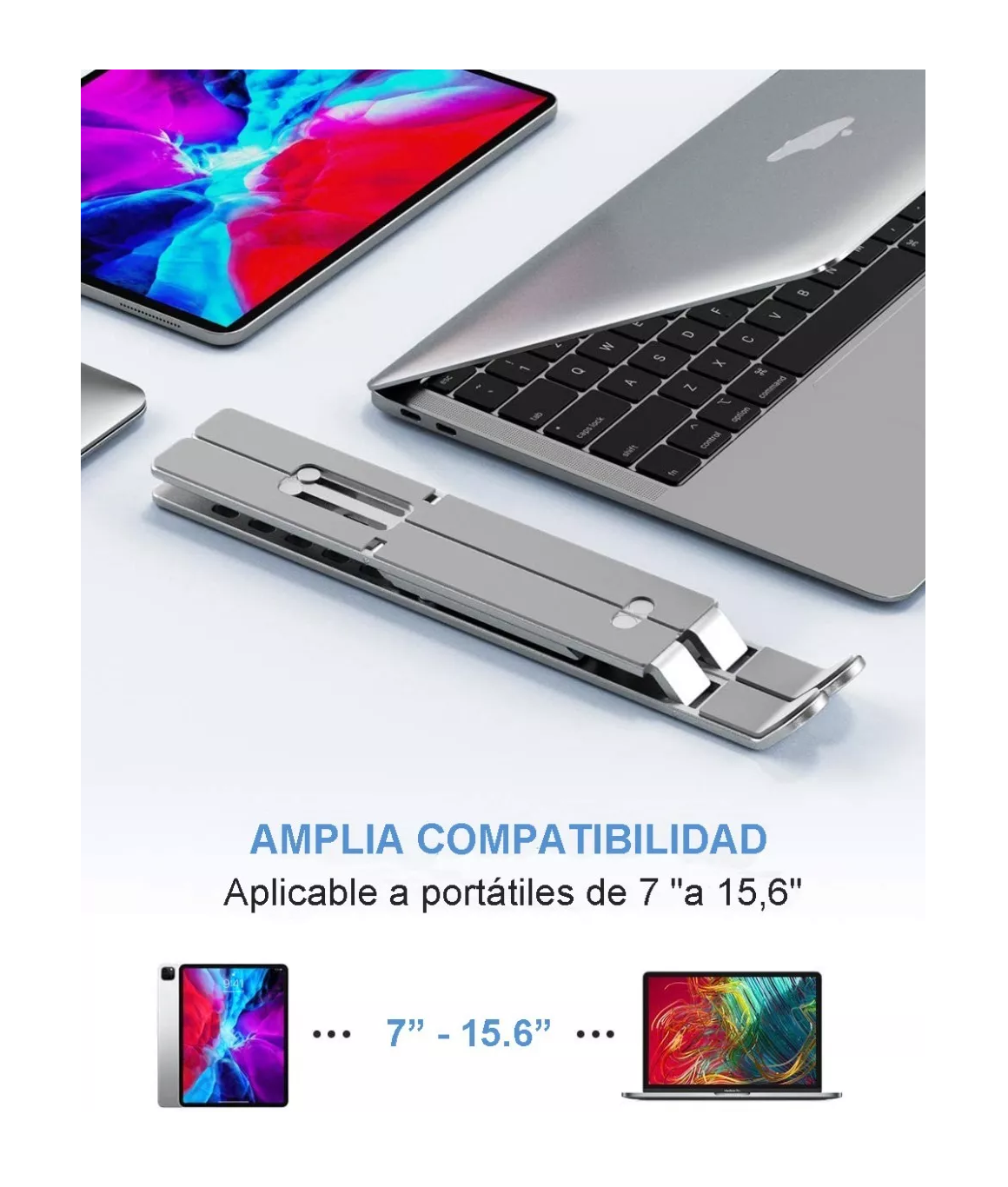 Foto 4 pulgar | Base Soporte Para Laptop De Aluminio, Plegable, Portátil Plata