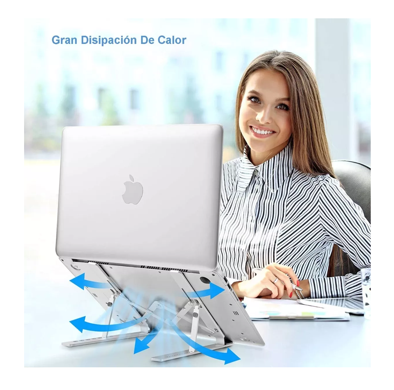 Foto 4 | Base Soporte Para Laptop De Aluminio, Plegable, Portátil Plata