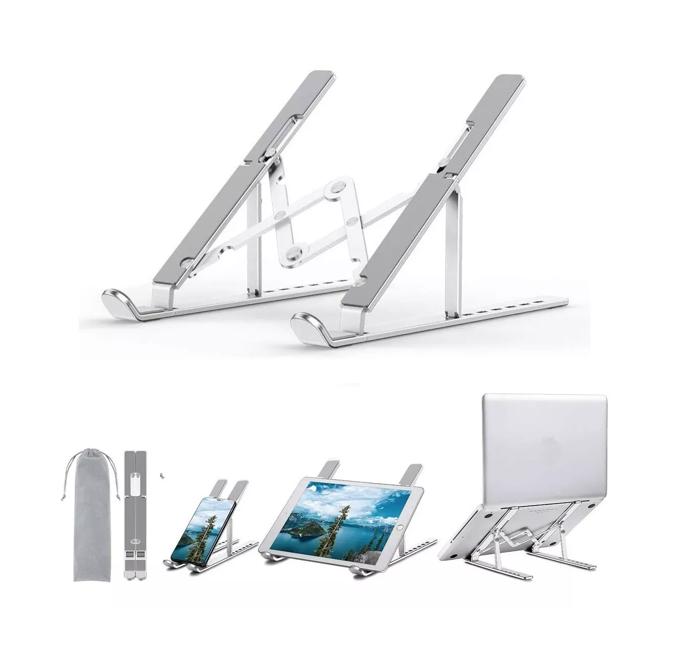 Foto 5 | Base Soporte Para Laptop De Aluminio, Plegable, Portátil Plata