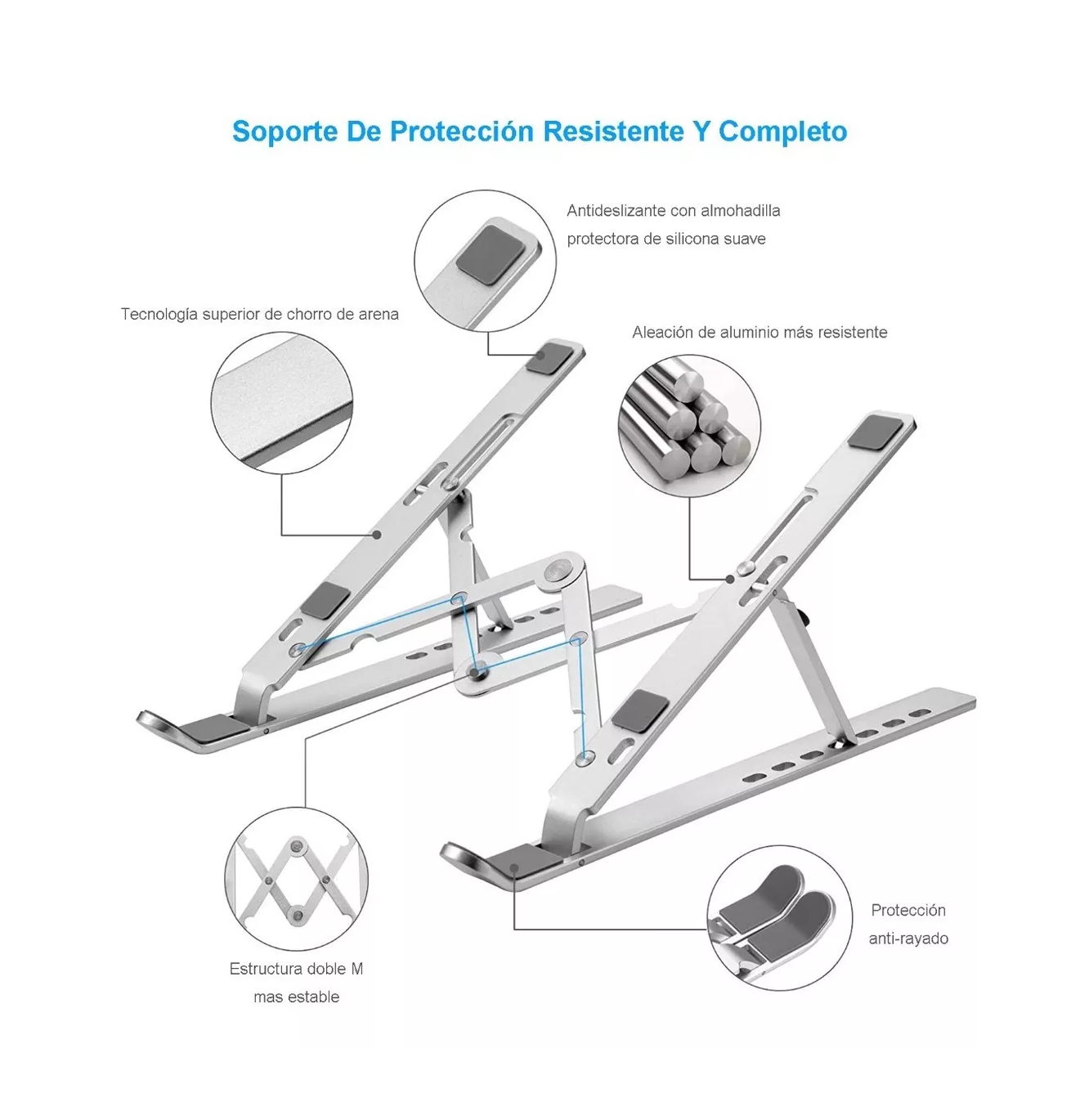 Foto 5 pulgar | Base Soporte Para Laptop Aluminio Plegable Portátil Y Ajustable, Plata