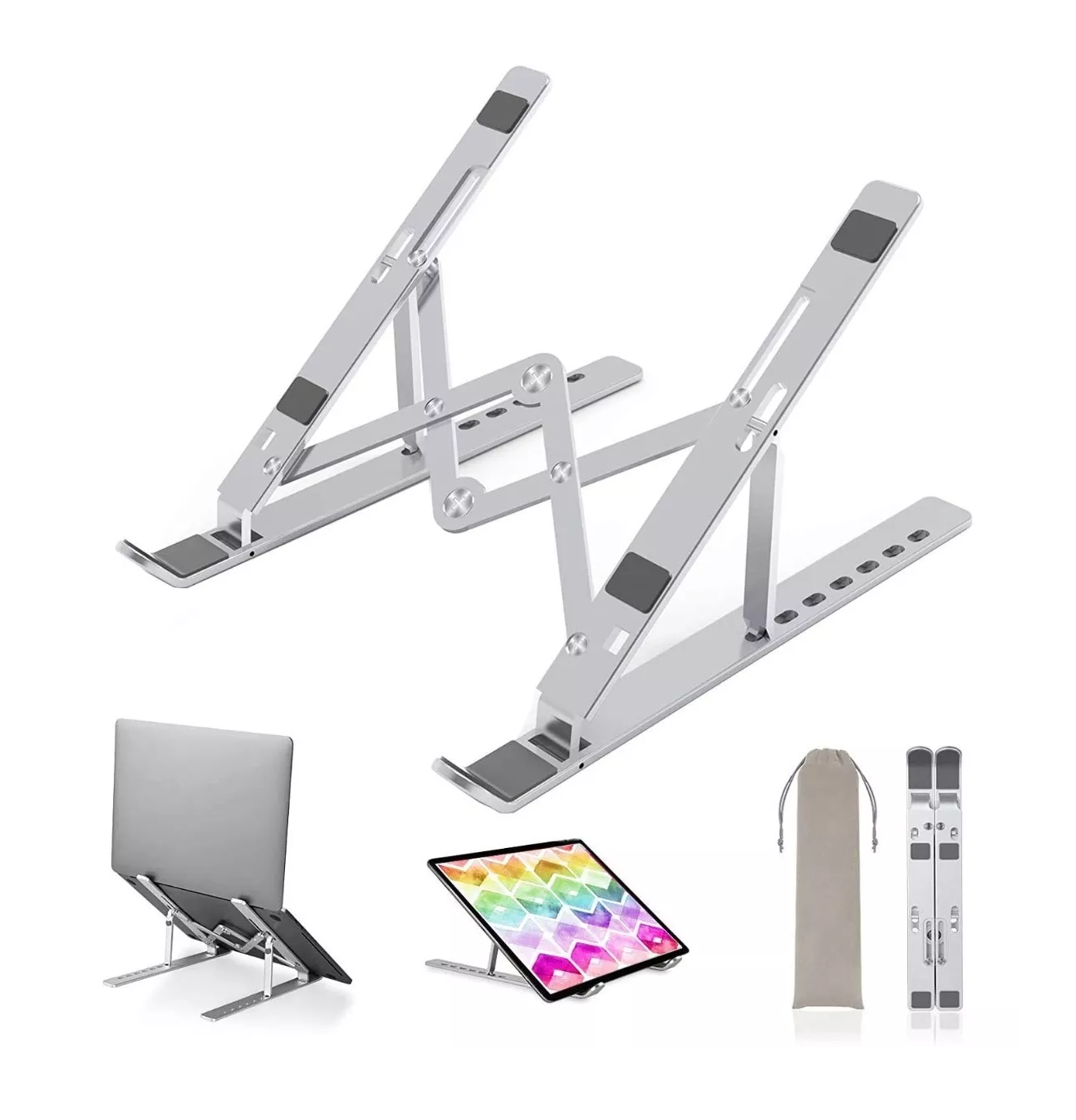 Foto 6 pulgar | Base Soporte Para Laptop Aluminio Plegable Portátil Y Ajustable, Plata