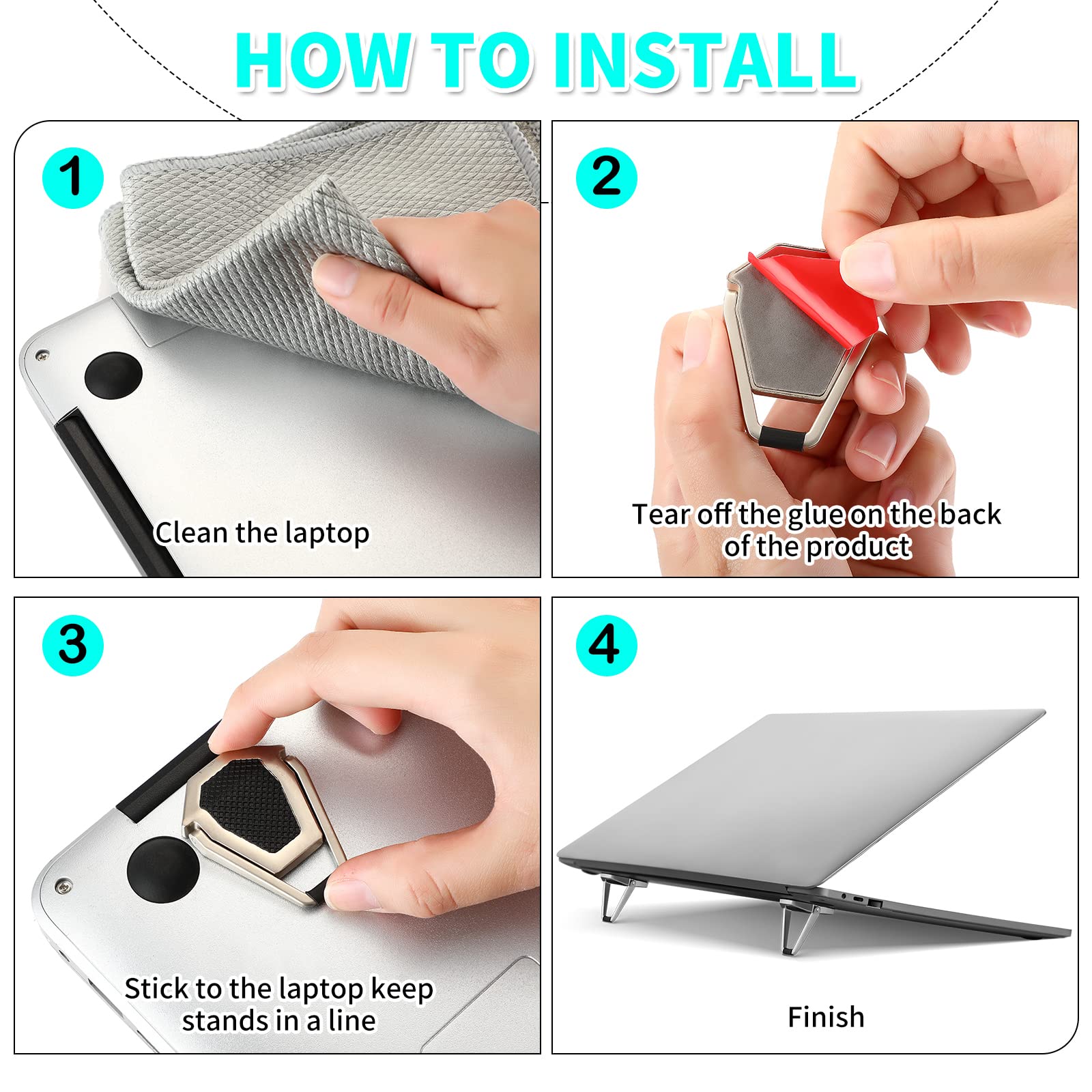 Foto 5 pulgar | Soporte Portátil De Aluminio Konohan Para Teclado Portátil, 4 Piezas - Venta Internacional.