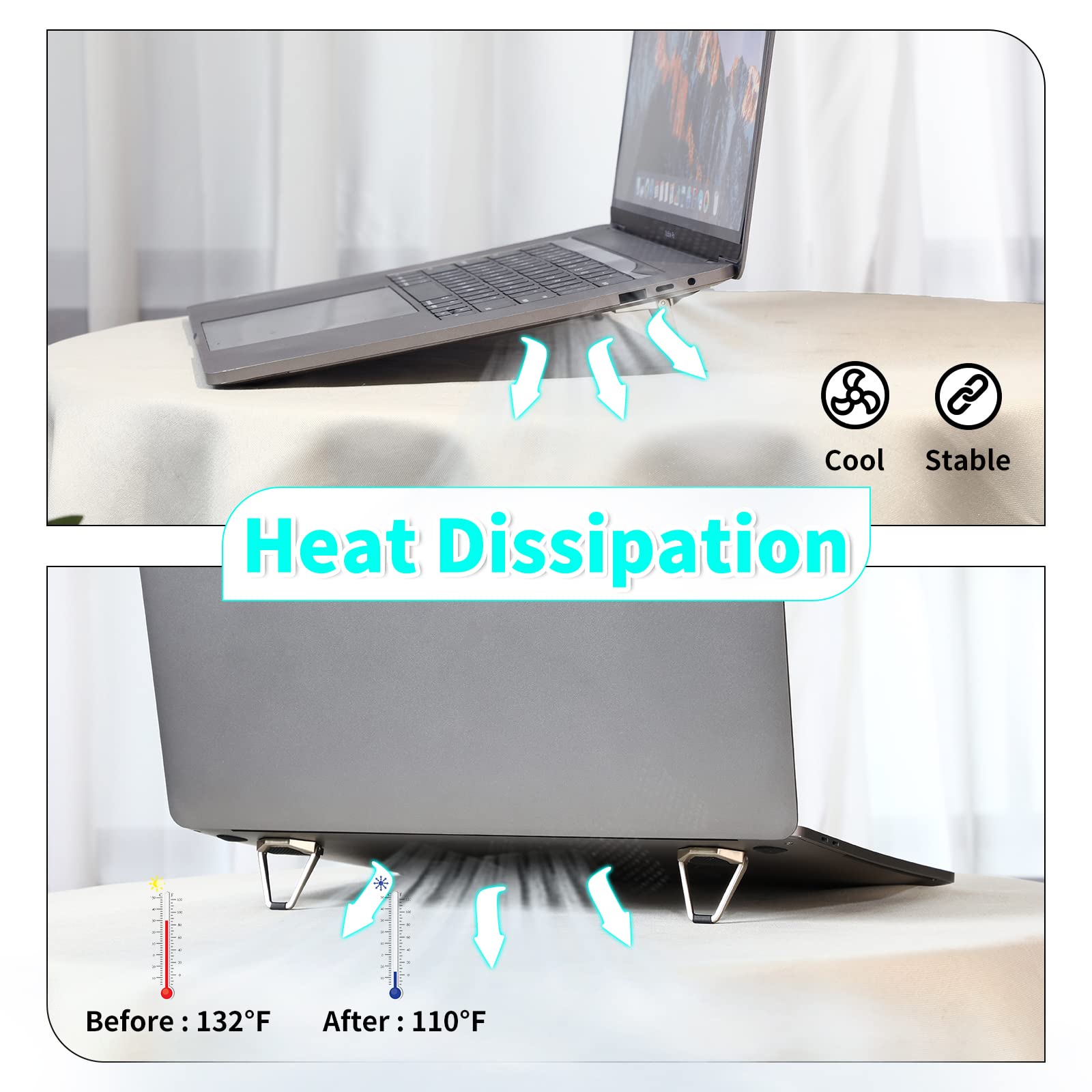 Foto 8 pulgar | Soporte Portátil De Aluminio Konohan Para Teclado Portátil, 4 Piezas - Venta Internacional.