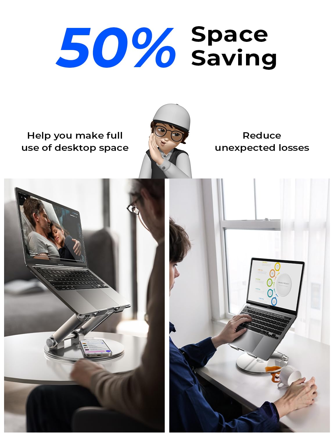 Foto 6 pulgar | Soporte Lisen Para Portátil Ajustable Con Rotación De 360° Para Macbook De 16 Pulgadas - Venta Internacional.