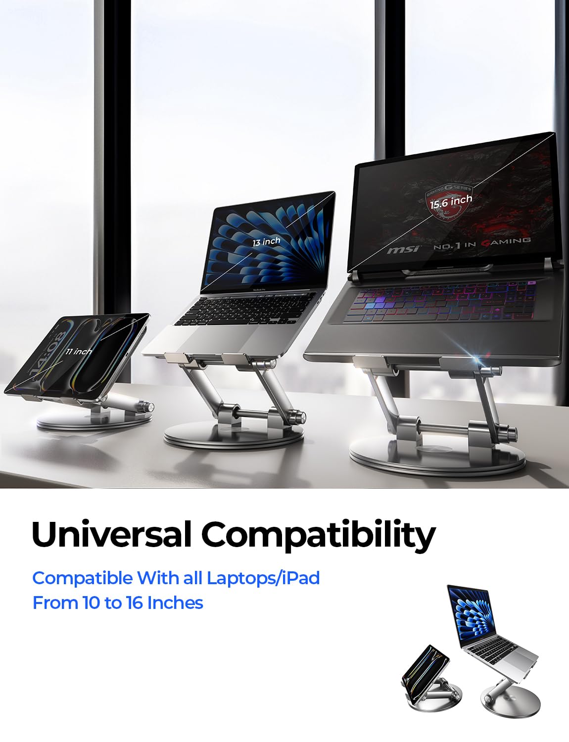 Foto 8 pulgar | Soporte Lisen Para Portátil Ajustable Con Rotación De 360° Para Macbook De 16 Pulgadas - Venta Internacional.