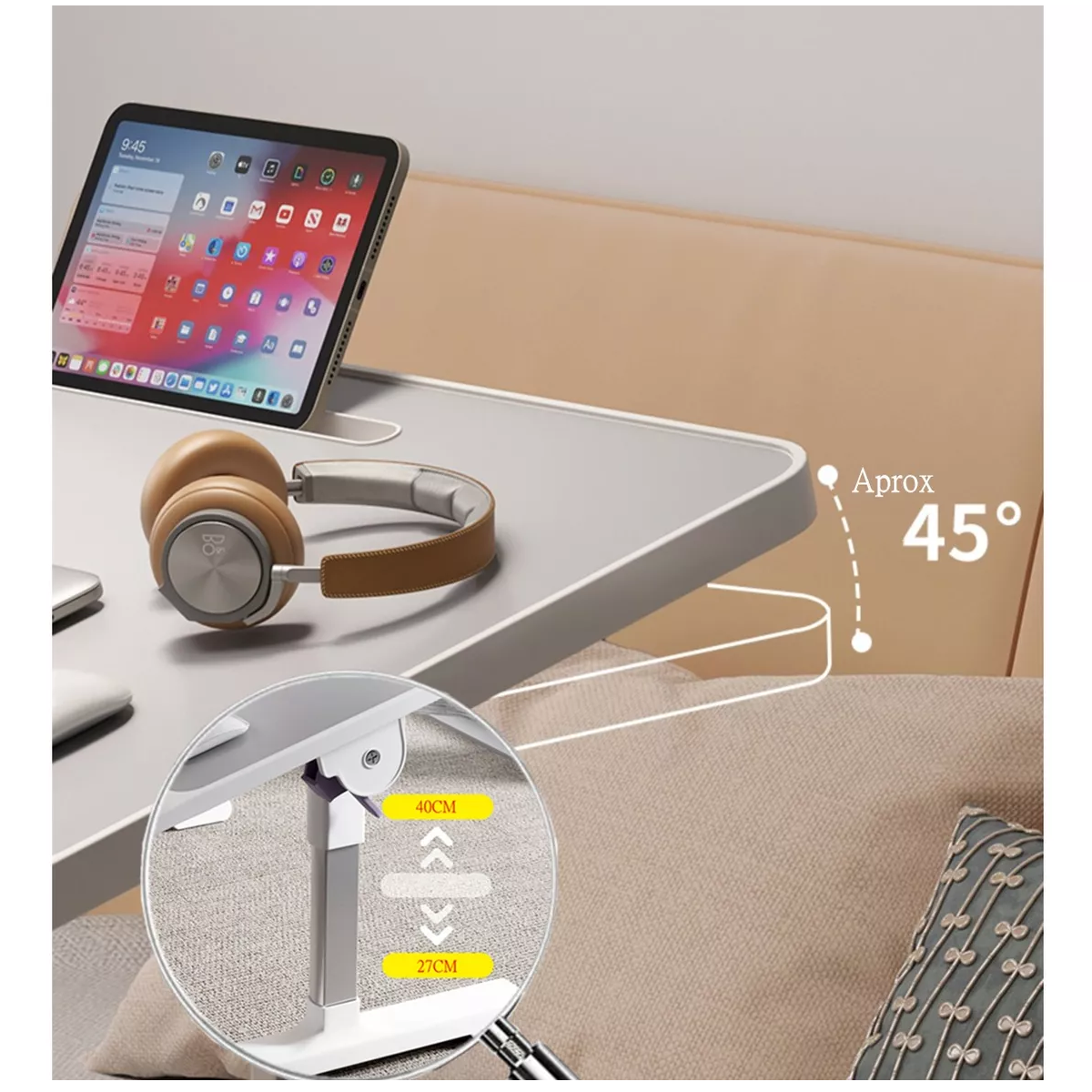 Foto 3 pulgar | Mesa De Ordenador Cama Plegable Y Elevable Eo Safe Imports Esi-14821 Blanco