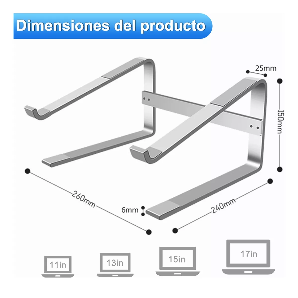 Foto 4 pulgar | Soporte Base Para Laptop Computadora De 10-18 Pulgadas Eo Safe Imports Esi-15734 Plata