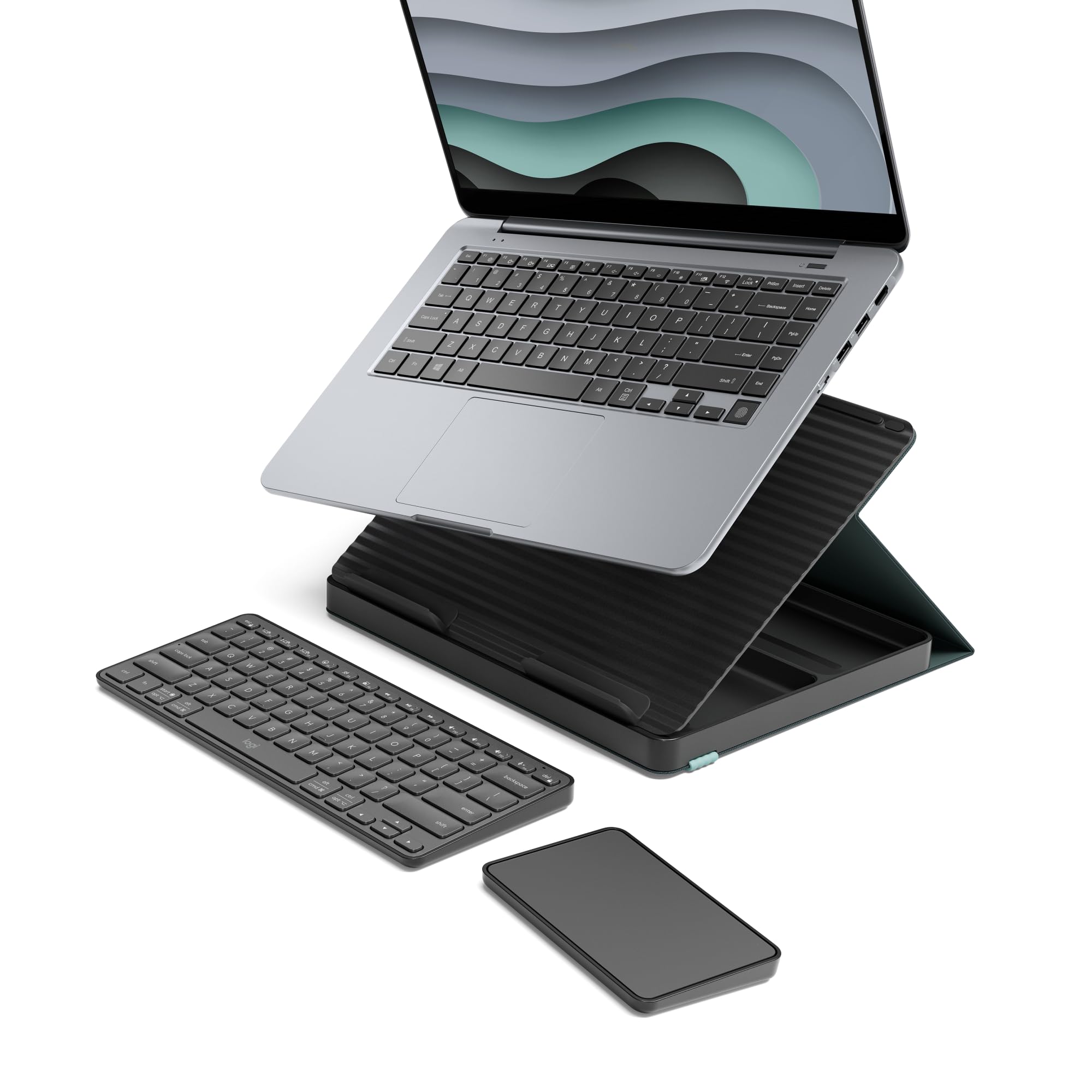 Kit De Escritorio Desplegable Logitech Casa Con Soporte Para Portátil Y Teclado - Venta Internacional.