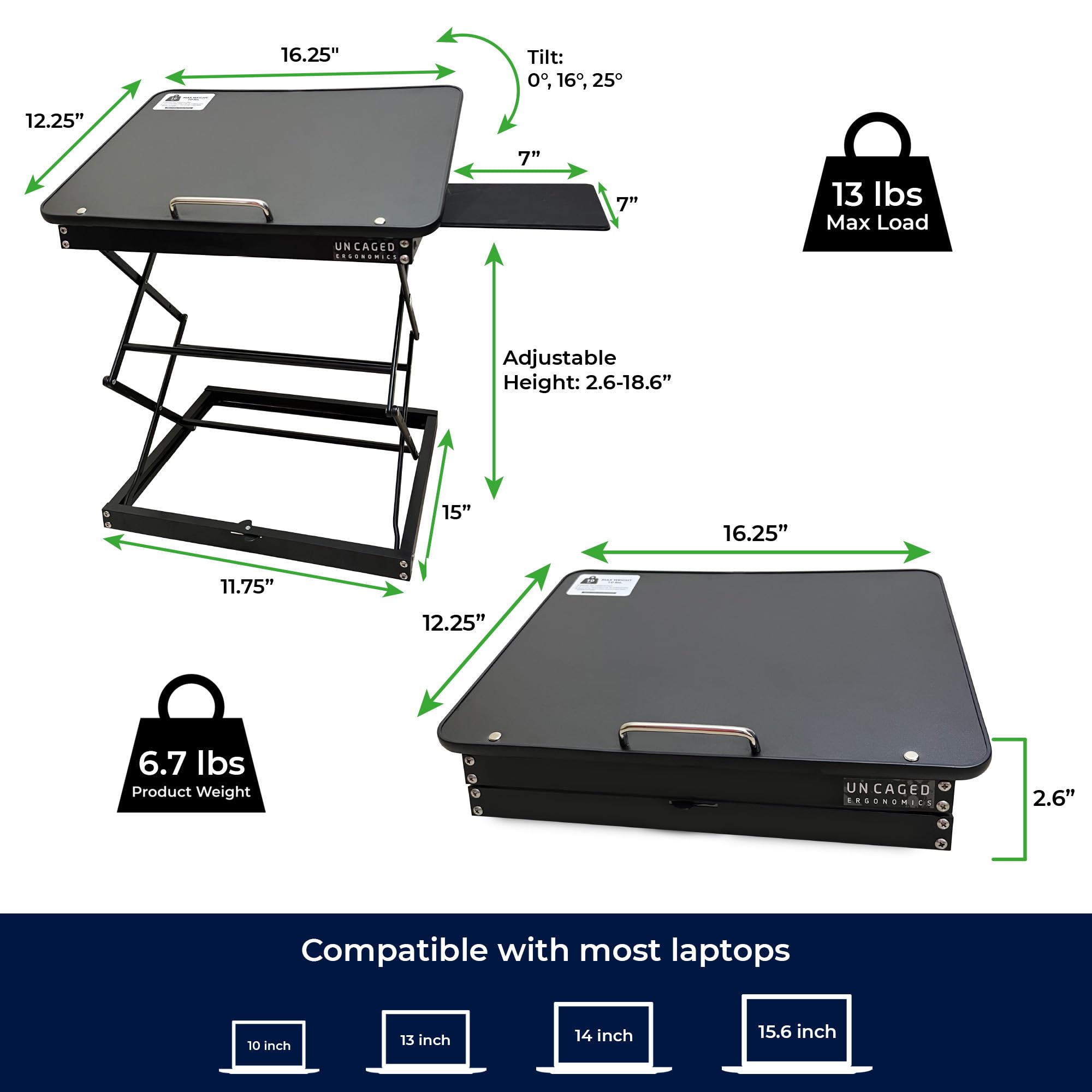 Foto 5 | Convertidor De Escritorio De Pie Uncaged Ergonomics Cd4 Para Ordenadores Portátiles - Venta Internacional.