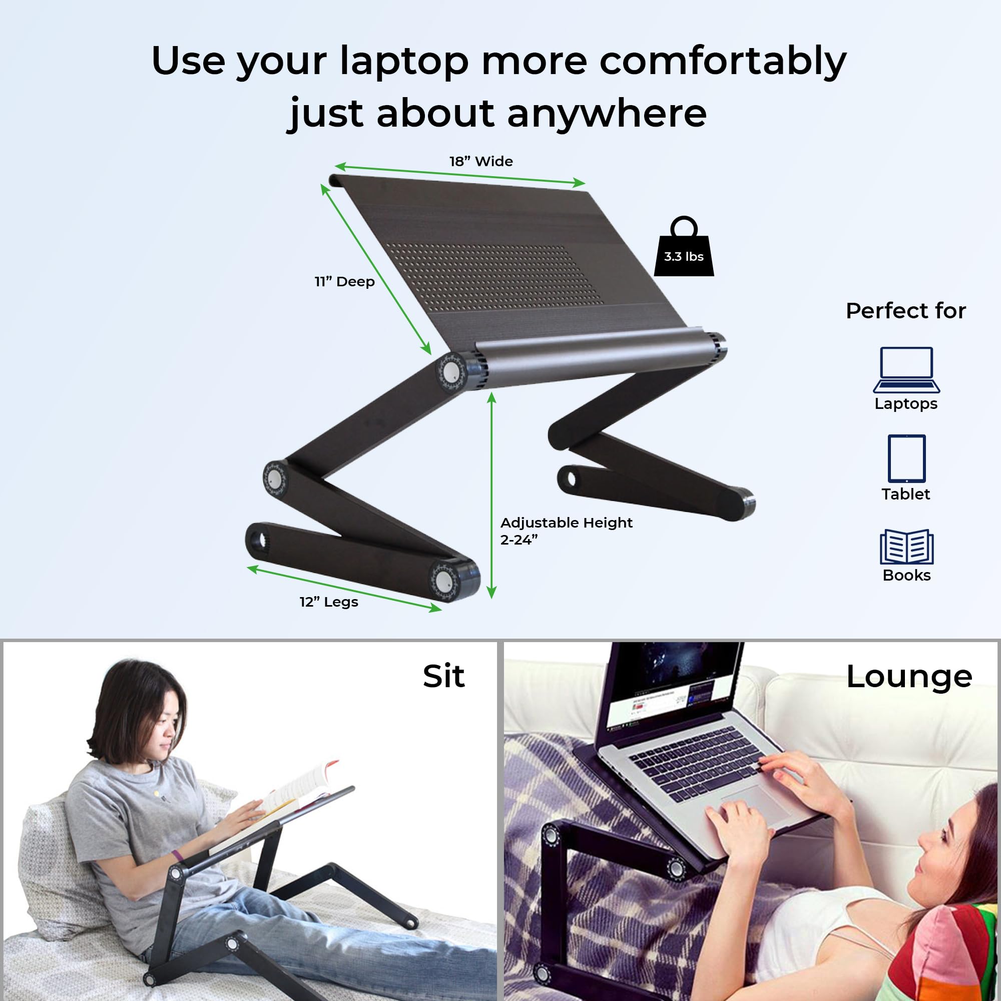 Foto 5 pulgar | Soporte Para Portátil Uncaged Ergonomics Workez Ajustable Negro - Venta Internacional.
