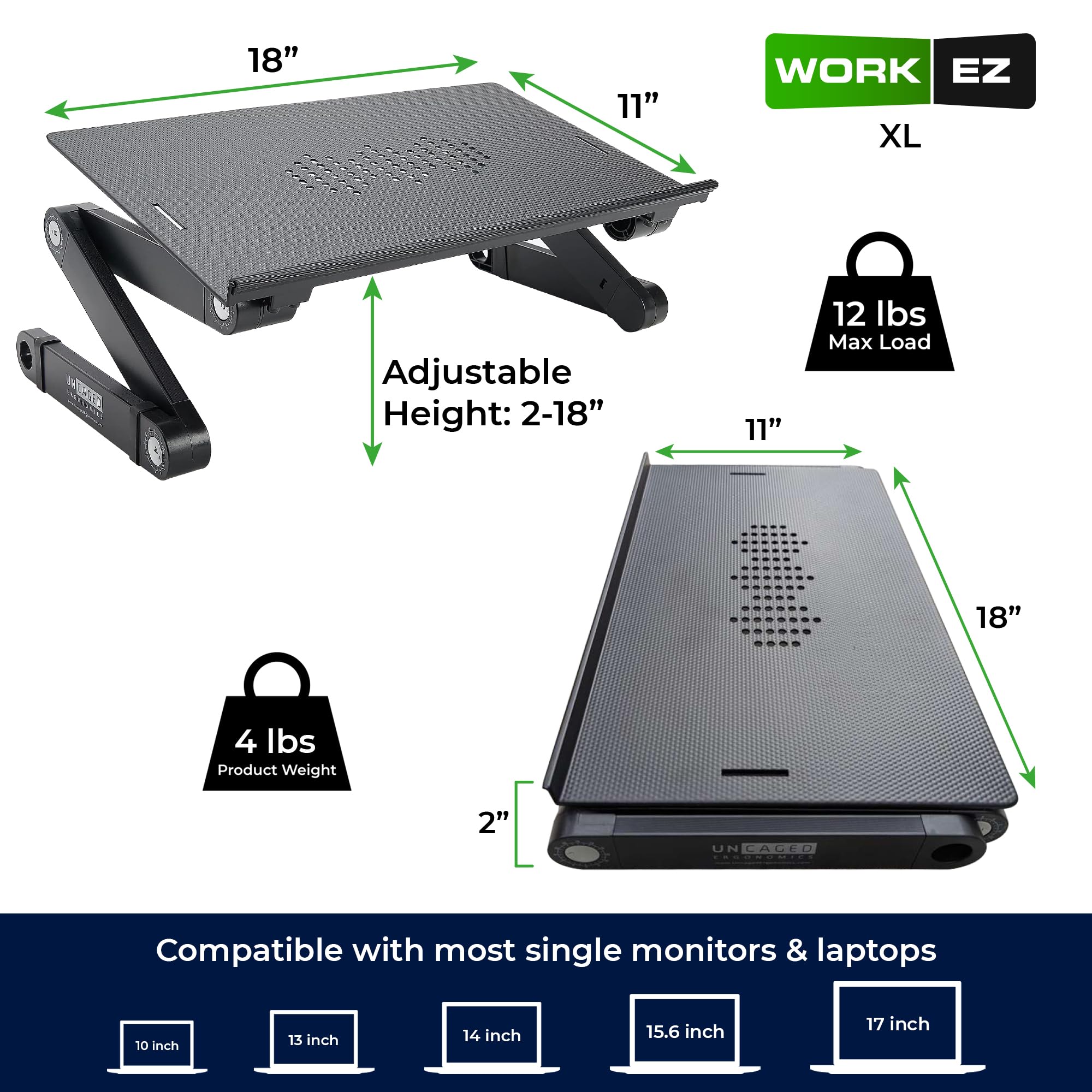 Foto 4 | Soporte para Laptop Uncaged Ergonomics Ajustable-Venta Internacional