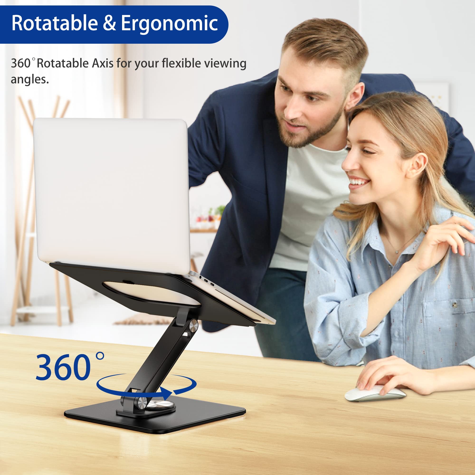 Foto 7 | Soporte para Portátil Besign con Base Giratoria de 360° para 10-15,6" Negro - Venta Internacional