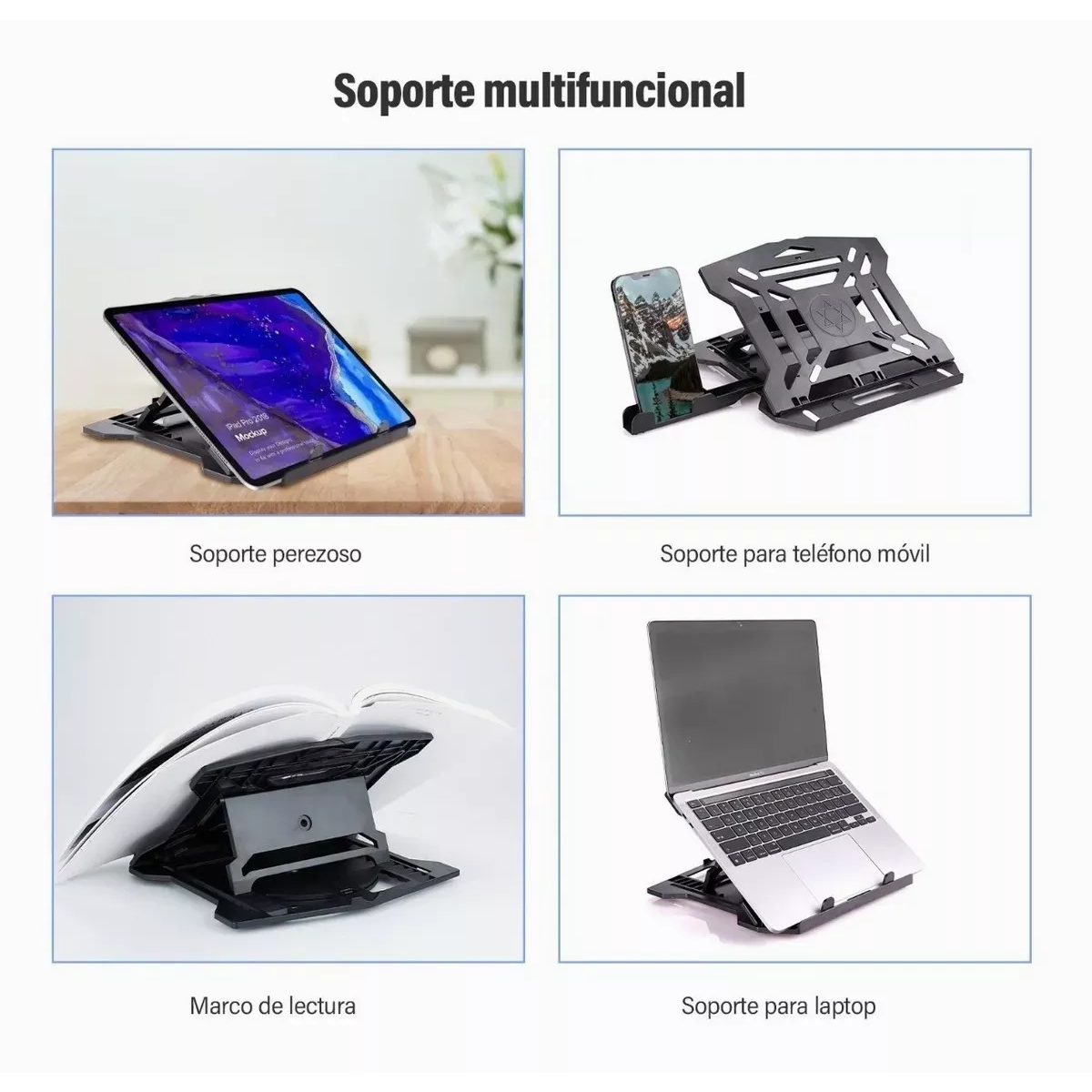 Foto 3 pulgar | Base Soporte para Laptop Teléfono Portátil y Ajustable Eo Safe Imports Negro