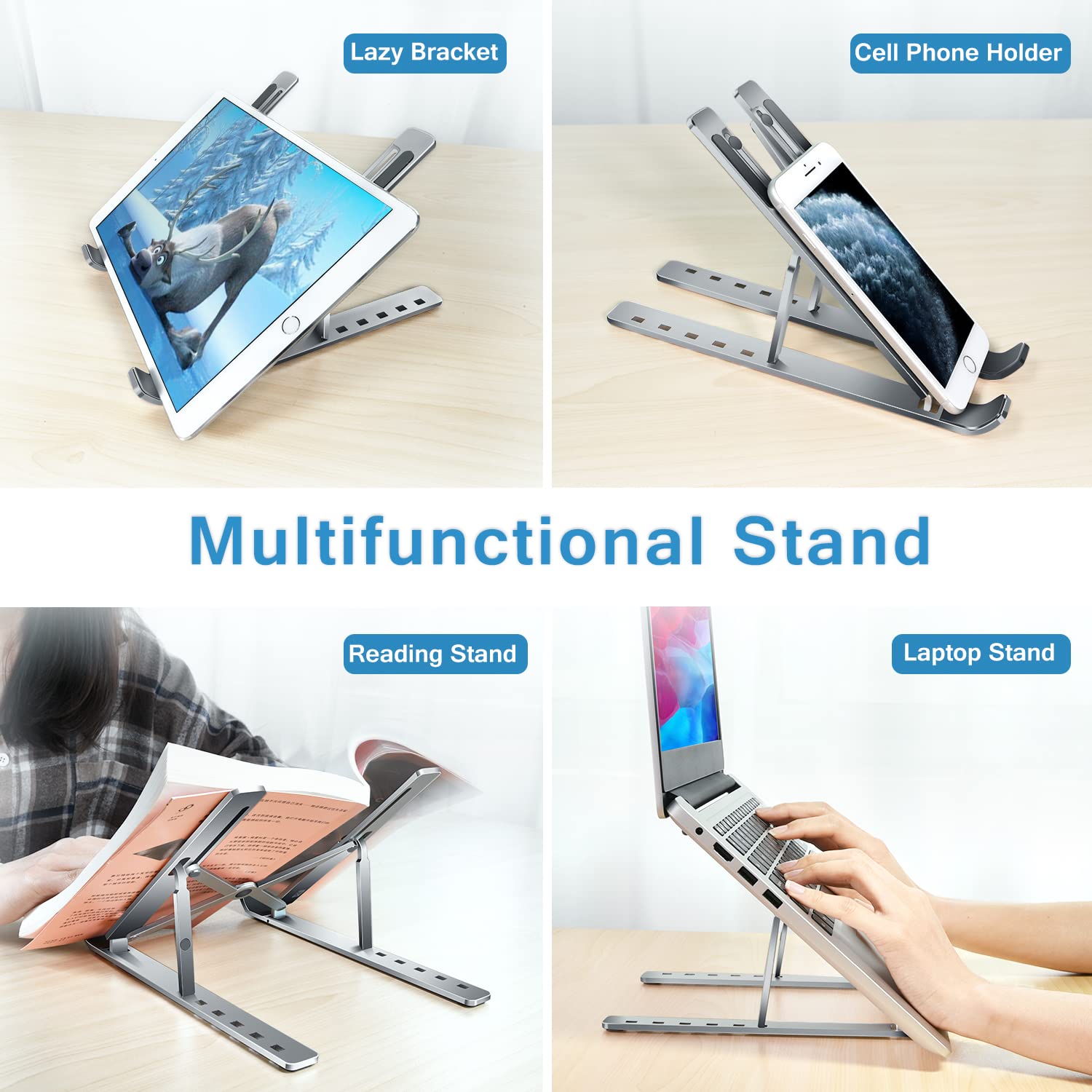 Foto 7 | Soporte Para Portátil Ivoler, Soporte Para Portátil, Elevador, Aluminio Gris - Venta Internacional.