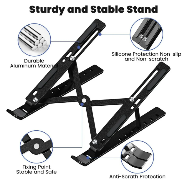 Foto 5 pulgar | Base Xtellar Soporte Laptop Aluminio Plegable Portátil Y Ajustable Color Negro