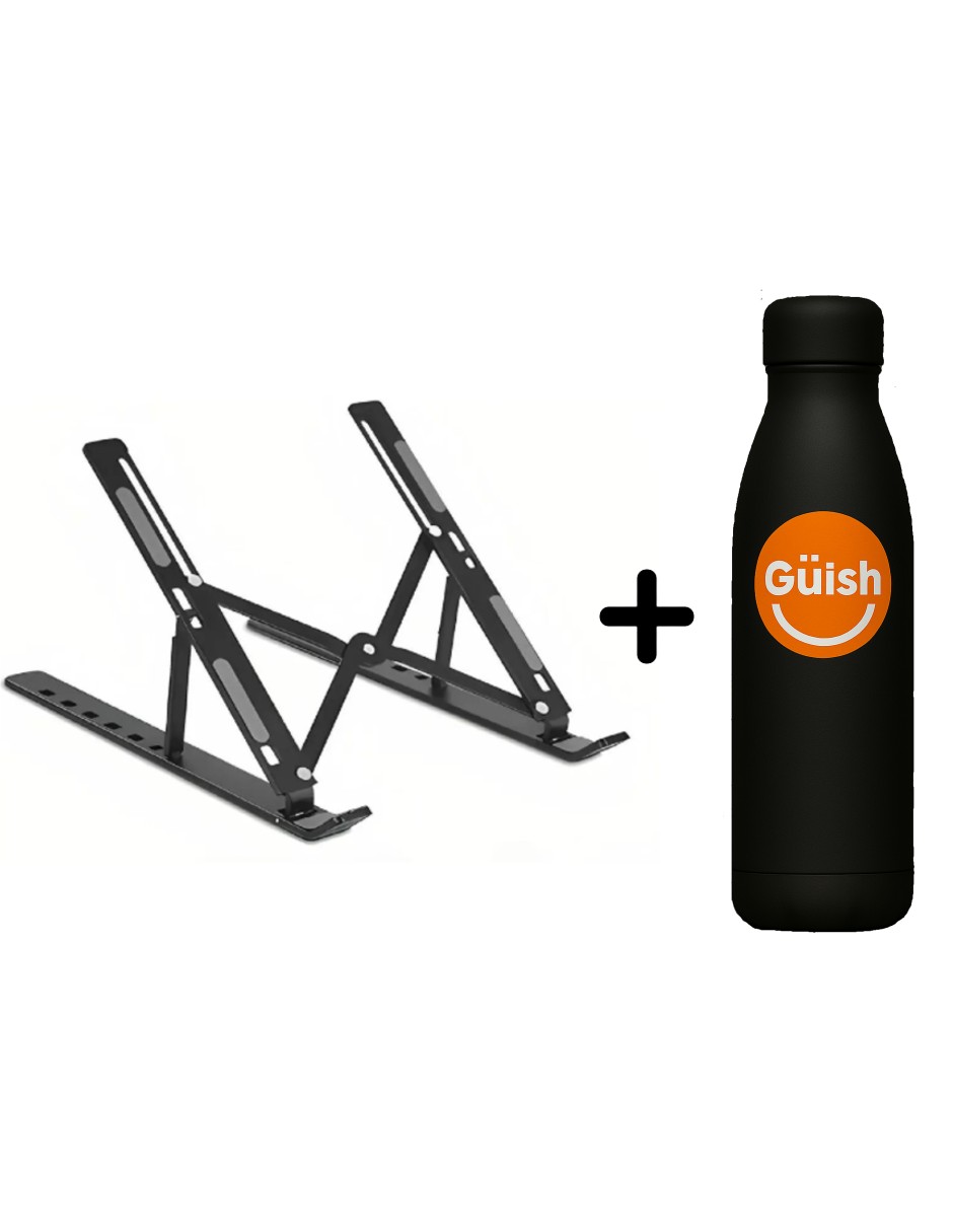 Foto 2 pulgar | Soportes Para Portátiles Plegables Negro + Gratis Termo Güish  De Regalo