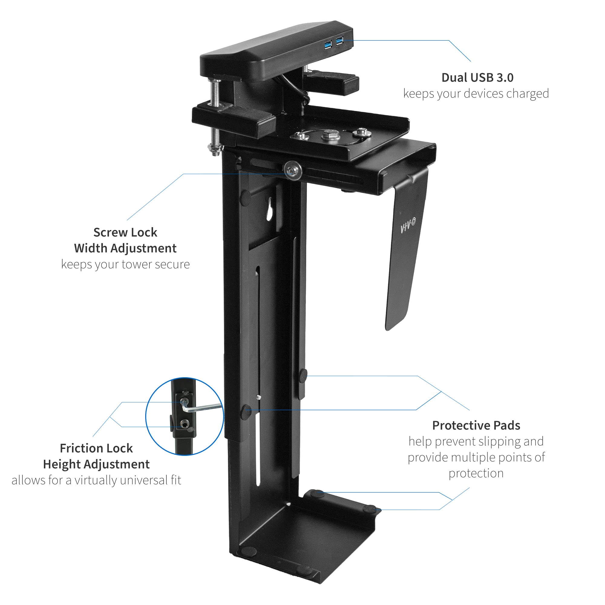 Foto 3 pulgar | Soporte Para Pc Vivo Mount-pc10bu Con Abrazadera Ajustable Para Escritorio/pared - Venta Internacional.