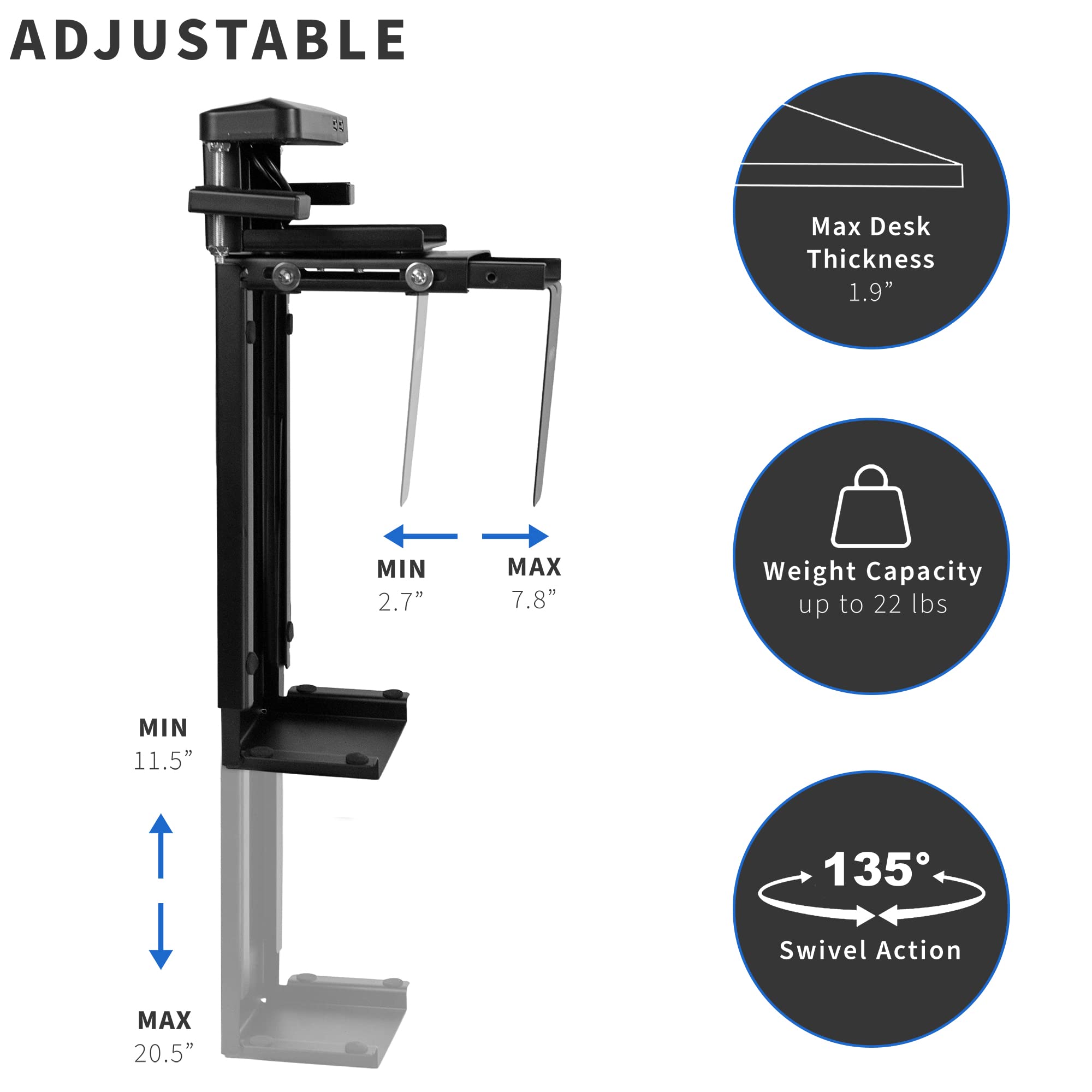 Foto 4 pulgar | Soporte Para Pc Vivo Mount-pc10bu Con Abrazadera Ajustable Para Escritorio/pared - Venta Internacional.
