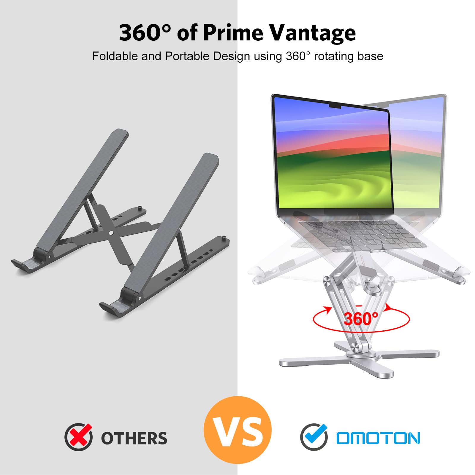 Foto 3 pulgar | Soporte Para Portátil Omoton Con Elevador Giratorio De 360° Para Escritorio, Plateado - Venta Internacional.