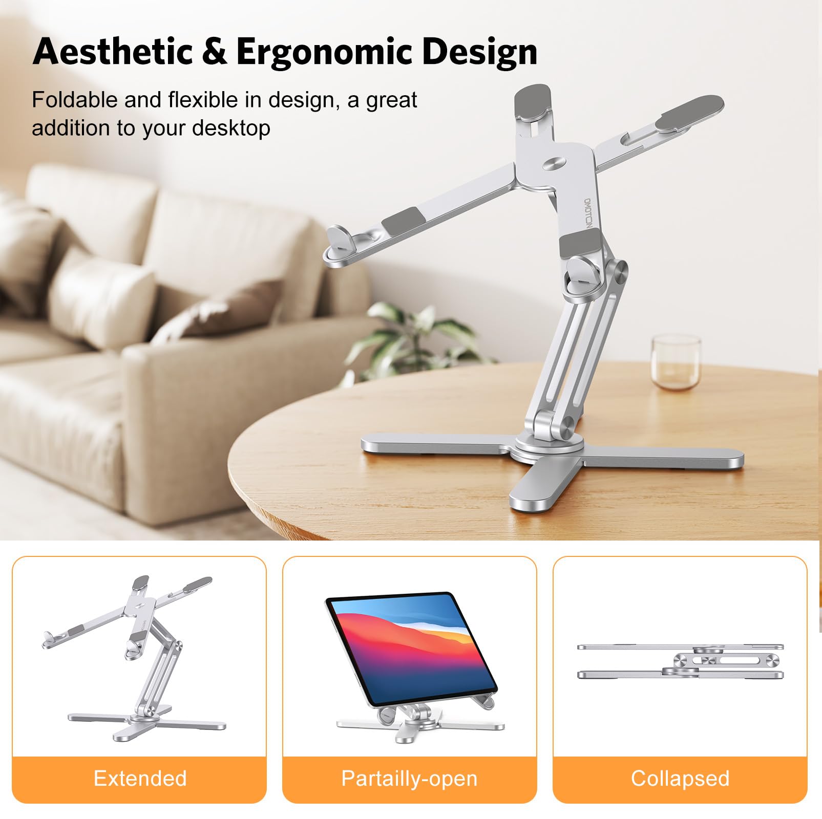 Foto 4 pulgar | Soporte Para Portátil Omoton Con Elevador Giratorio De 360° Para Escritorio, Plateado - Venta Internacional.