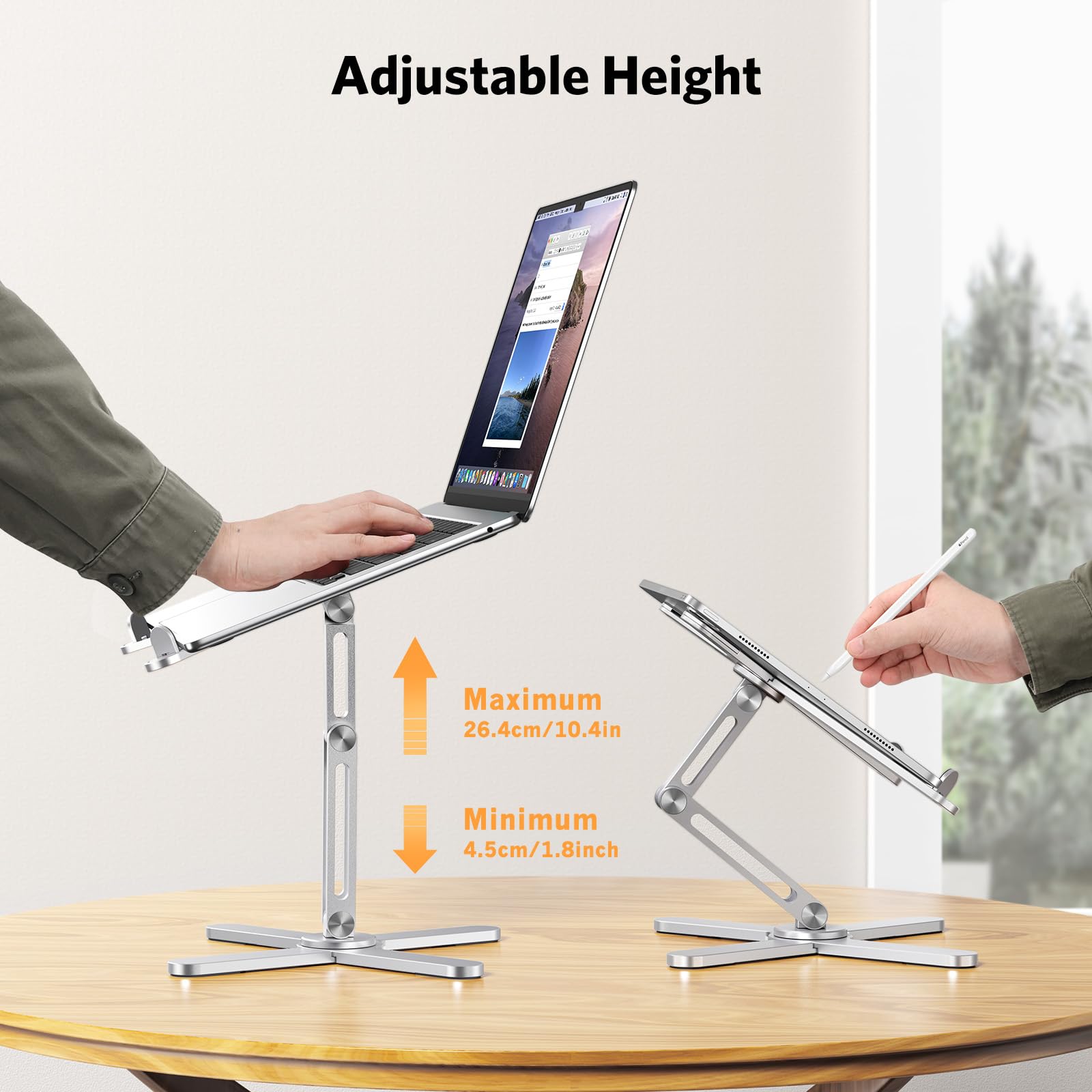 Foto 8 pulgar | Soporte Para Portátil Omoton Con Elevador Giratorio De 360° Para Escritorio, Plateado - Venta Internacional.