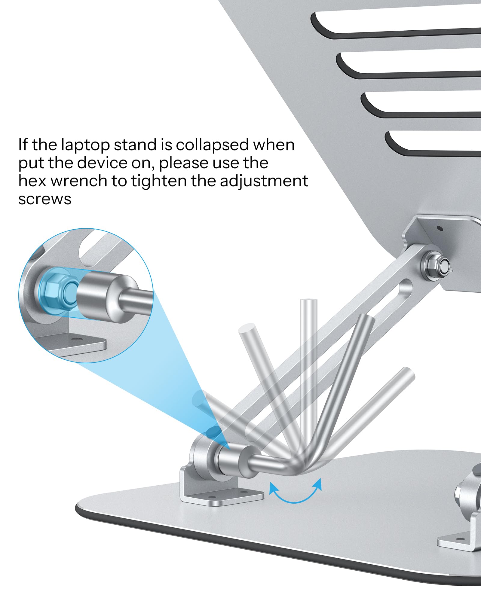 Foto 5 pulgar | Soporte Para Portátil Omoton Ergonómico De Metal Ajustable Plateado - Venta Internacional.