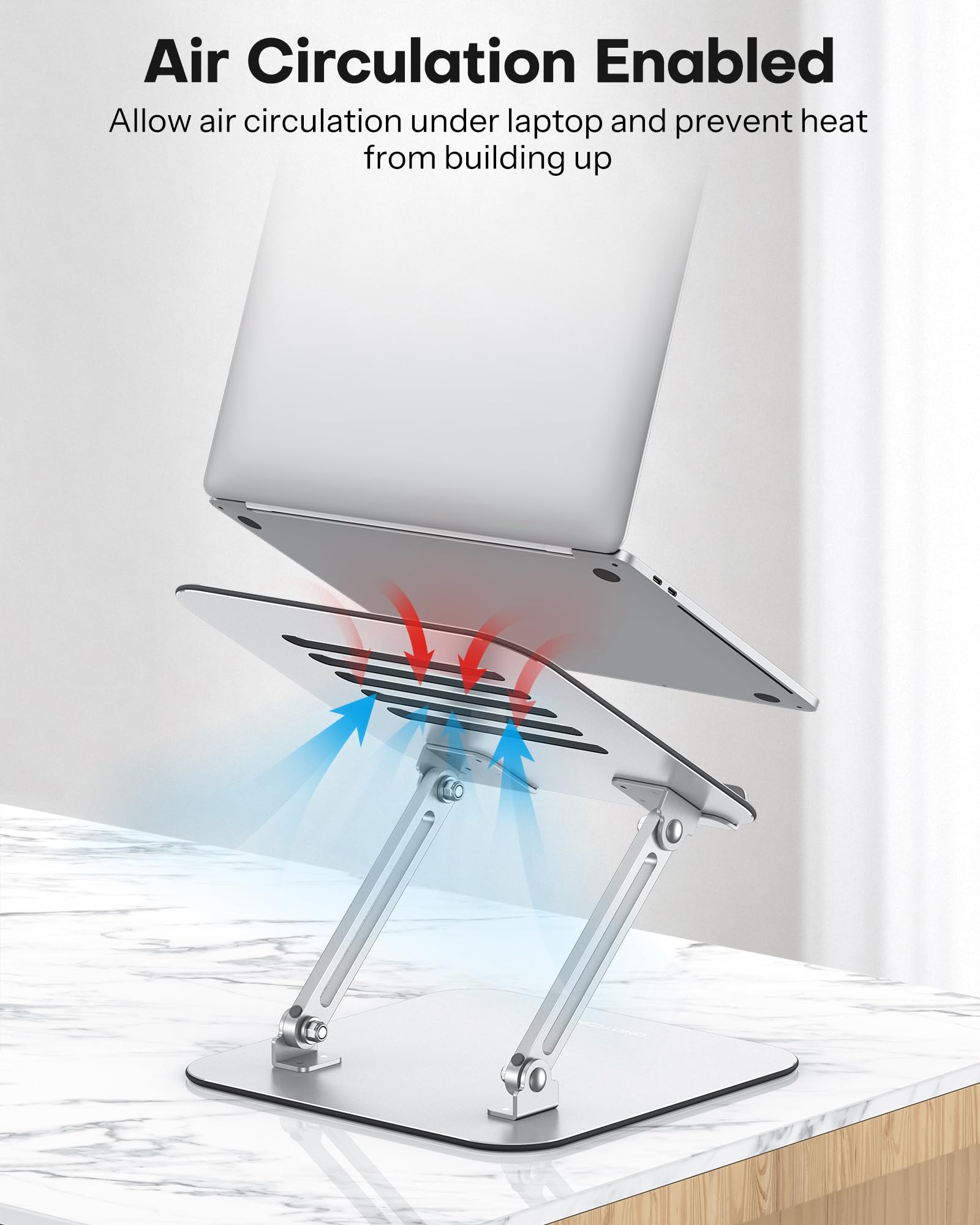 Foto 8 pulgar | Soporte Para Portátil Omoton Ergonómico De Metal Ajustable Plateado - Venta Internacional.