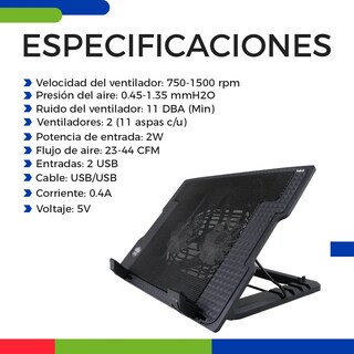 Foto 5 | Base Enfriadora 2 Ventiladores 3 Posiciones Laptop Lab.g Negro