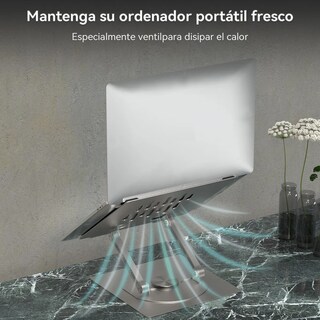 Foto 4 | Base Soporte Laptop Portatil Aluminio Giratoria Plegable Plata Con Negro