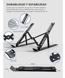 Foto 2 | Soporte Ajustable Para Laptop Base De Laptop Portátil Negro