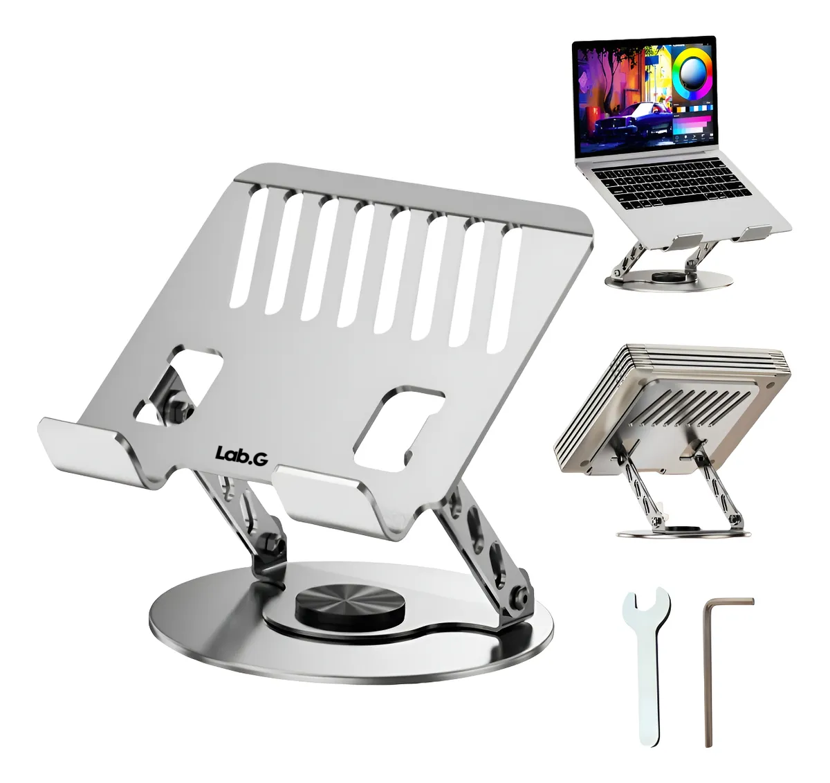 Foto 2 | Base Soporte Para Laptop/tableta Portátil Ajustable Plata Base Redonda