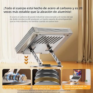 Foto 3 | Base Soporte Para Laptop/tableta Portátil Ajustable Plata Base Redonda