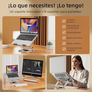 Foto 4 | Base Soporte Para Laptop/tableta Portátil Ajustable Plata Base Redonda