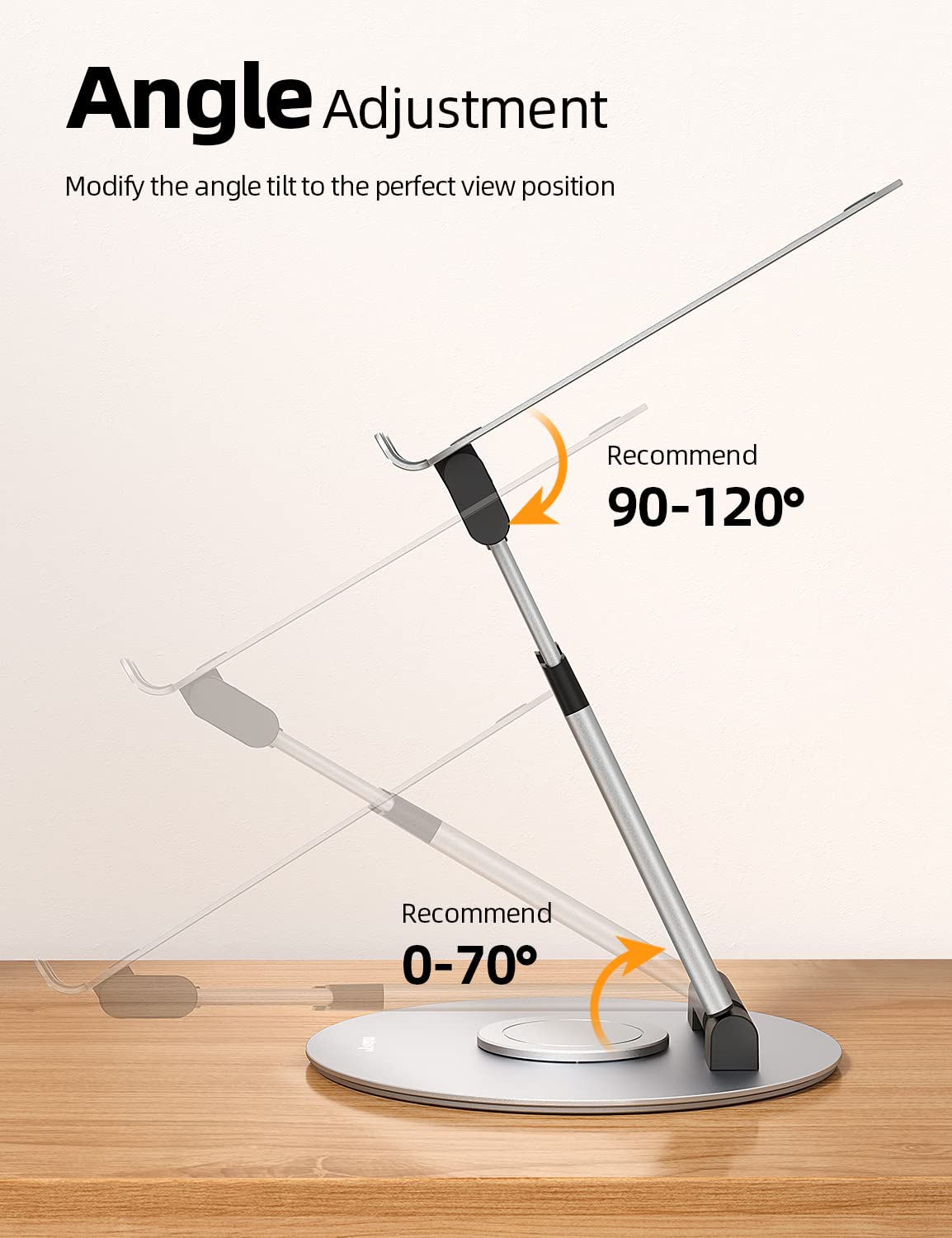 Foto 5 pulgar | Soporte Para Portátil Nulaxy Telescópico 360 Giratorio Ls18 Plateado - Venta Internacional.