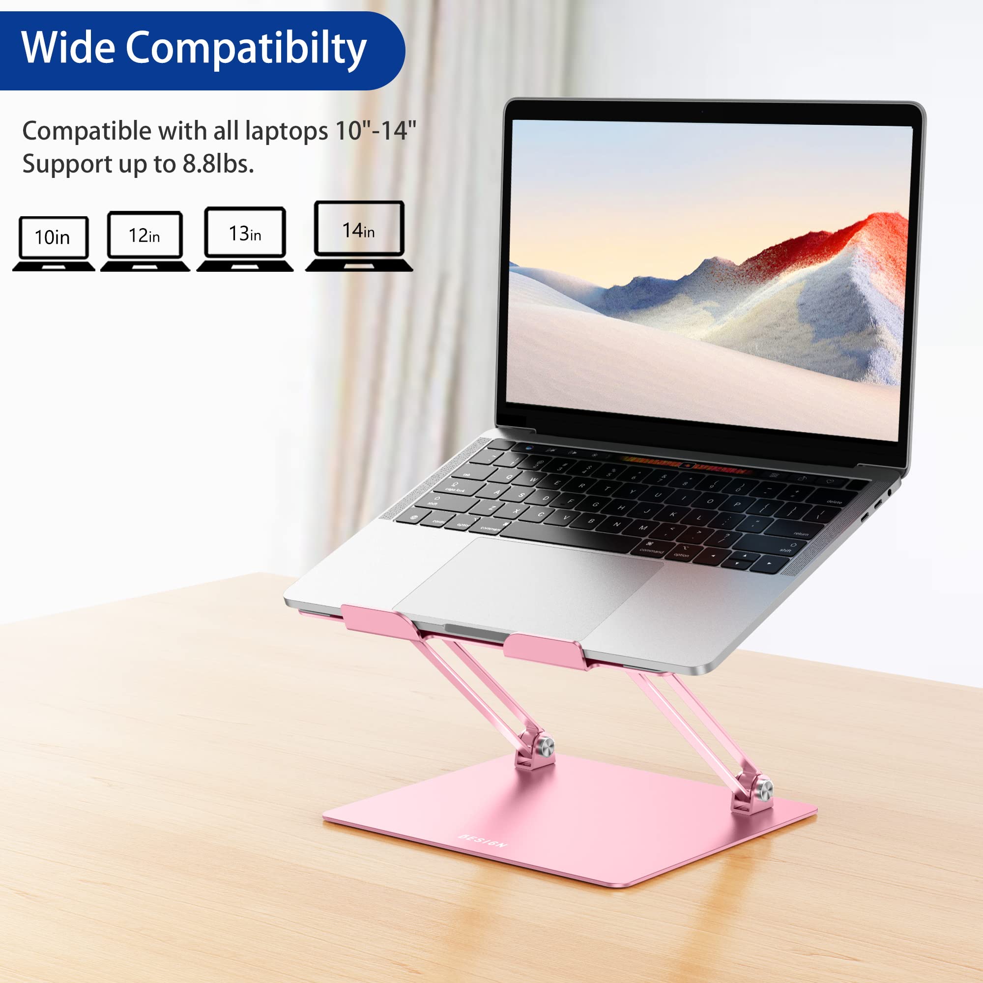 Foto 4 pulgar | Soporte Ergonómico Para Portátil Besign Ls10 De Aluminio Para 10-14 Pulgadas  Color Rosa - Venta Internacional.