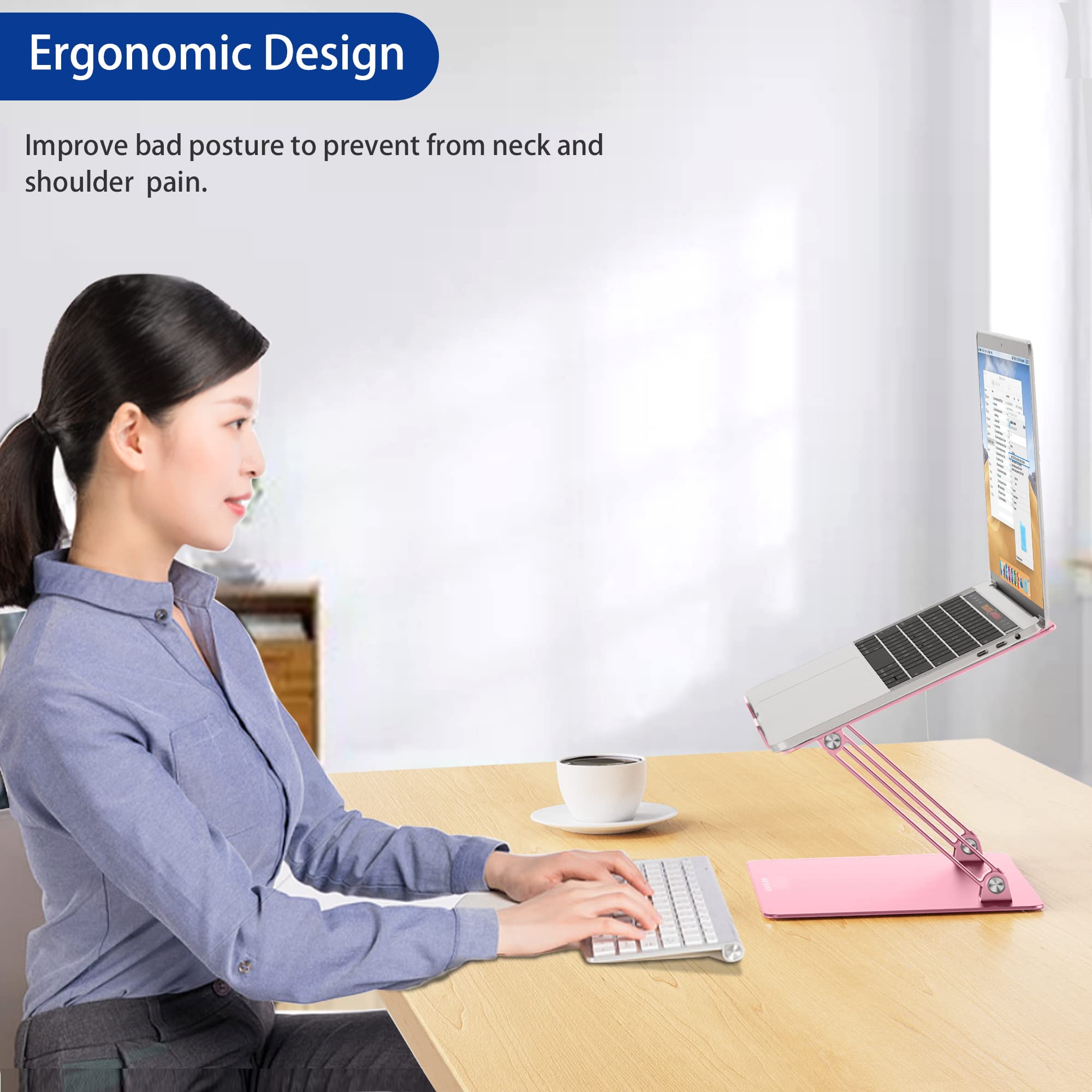 Foto 5 pulgar | Soporte Ergonómico Para Portátil Besign Ls10 De Aluminio Para 10-14 Pulgadas  Color Rosa - Venta Internacional.