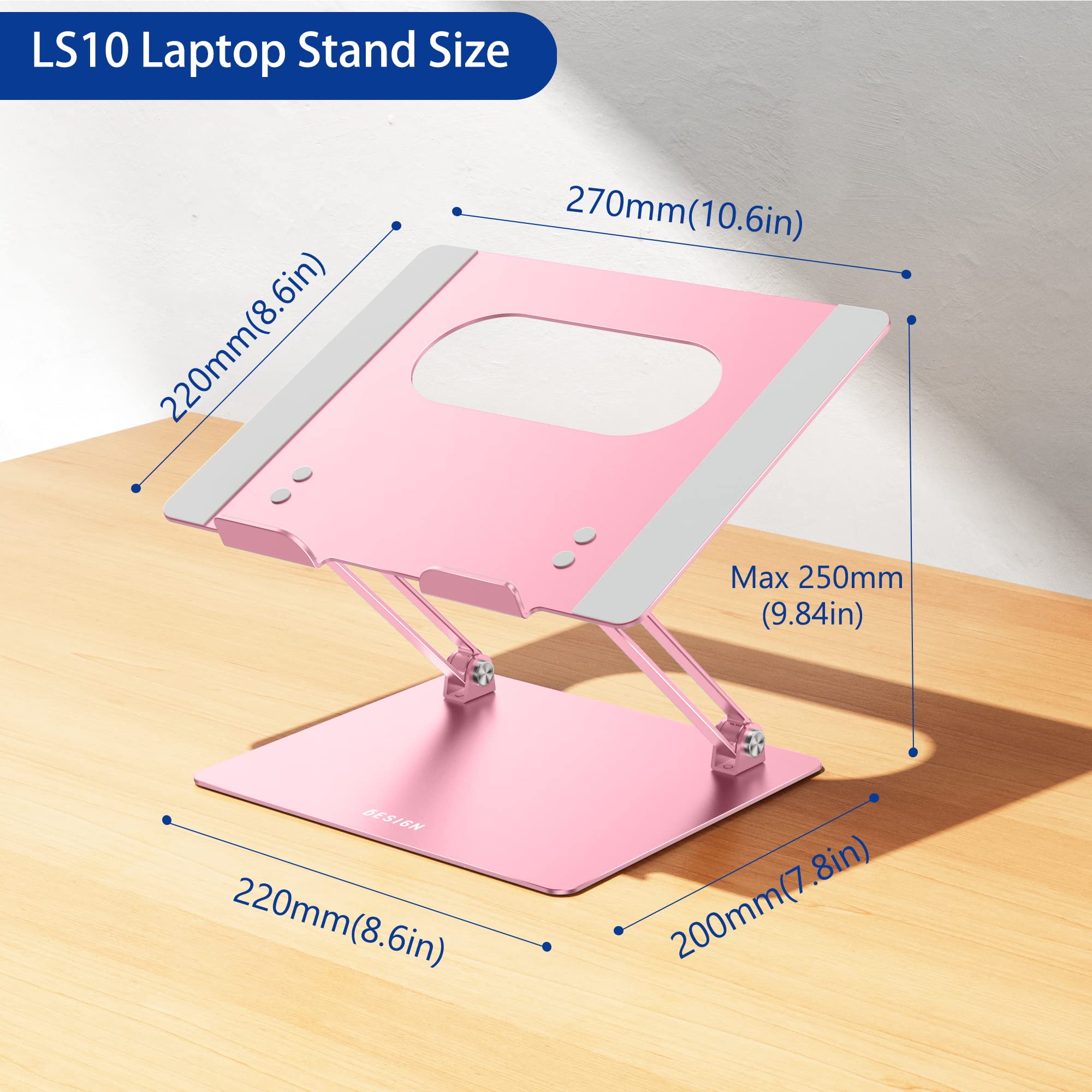 Foto 6 pulgar | Soporte Ergonómico Para Portátil Besign Ls10 De Aluminio Para 10-14 Pulgadas  Color Rosa - Venta Internacional.