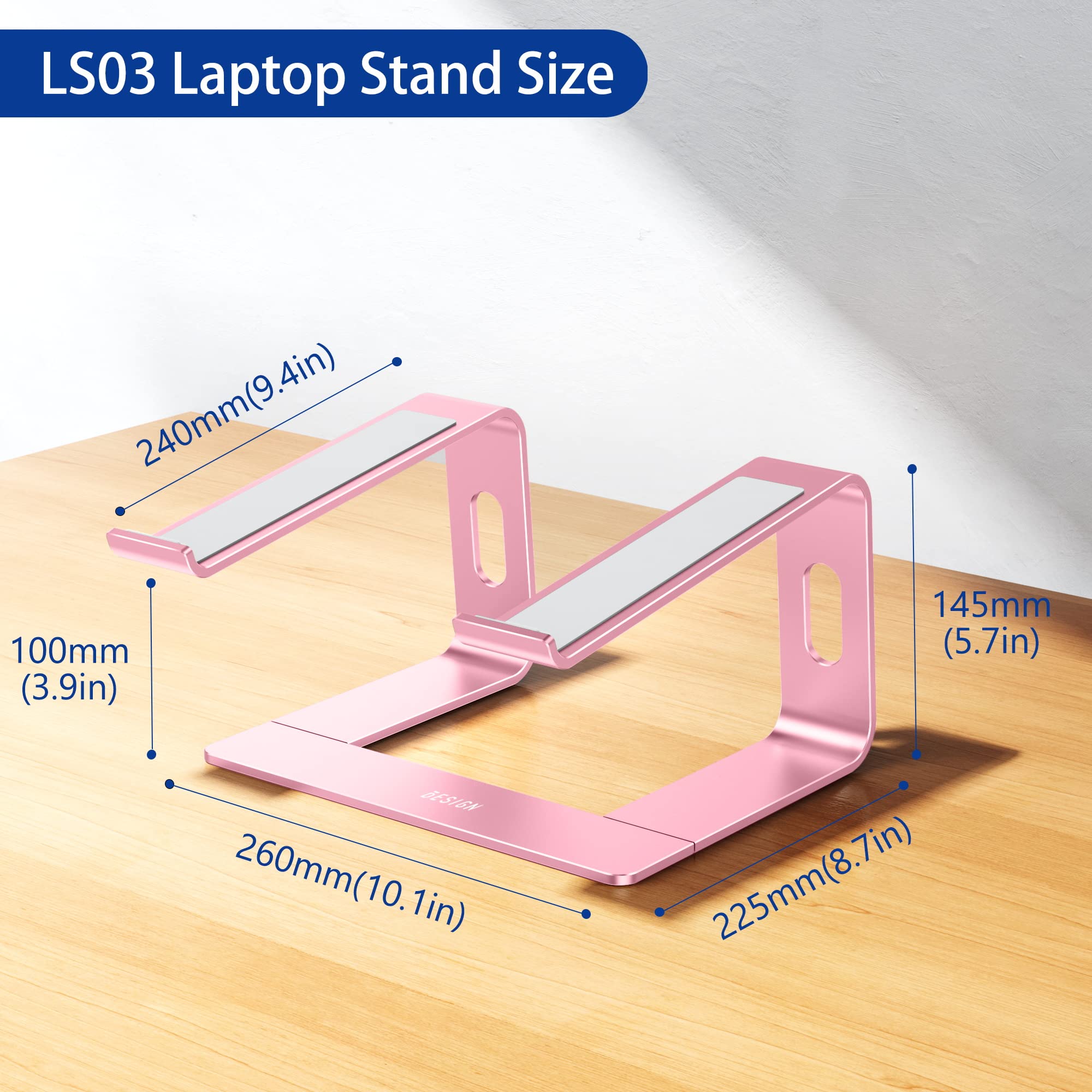 Foto 5 pulgar | Soporte Para Portátil Besign Ls03 Ergonómico De Aluminio Rosa De 10 A 15 6 Pulgadas - Venta Internacional.