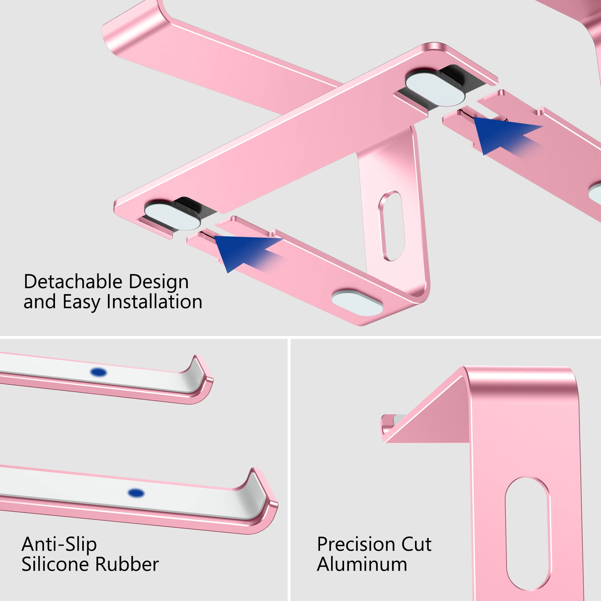 Foto 6 pulgar | Soporte Para Portátil Besign Ls03 Ergonómico De Aluminio Rosa De 10 A 15 6 Pulgadas - Venta Internacional.