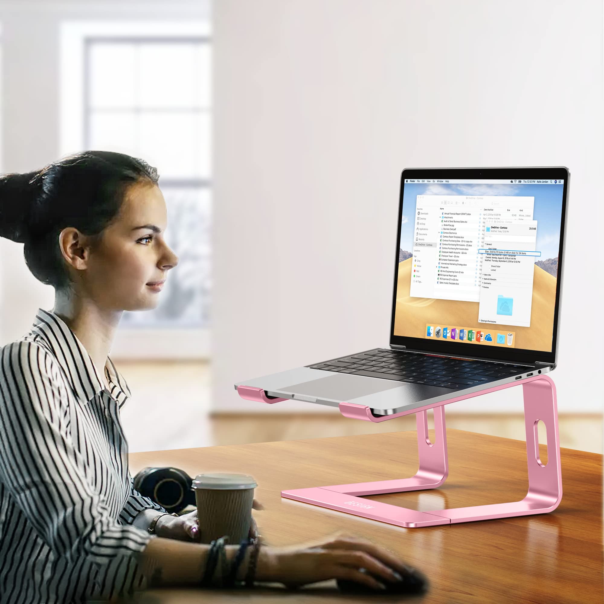 Foto 8 pulgar | Soporte Para Portátil Besign Ls03 Ergonómico De Aluminio Rosa De 10 A 15 6 Pulgadas - Venta Internacional.