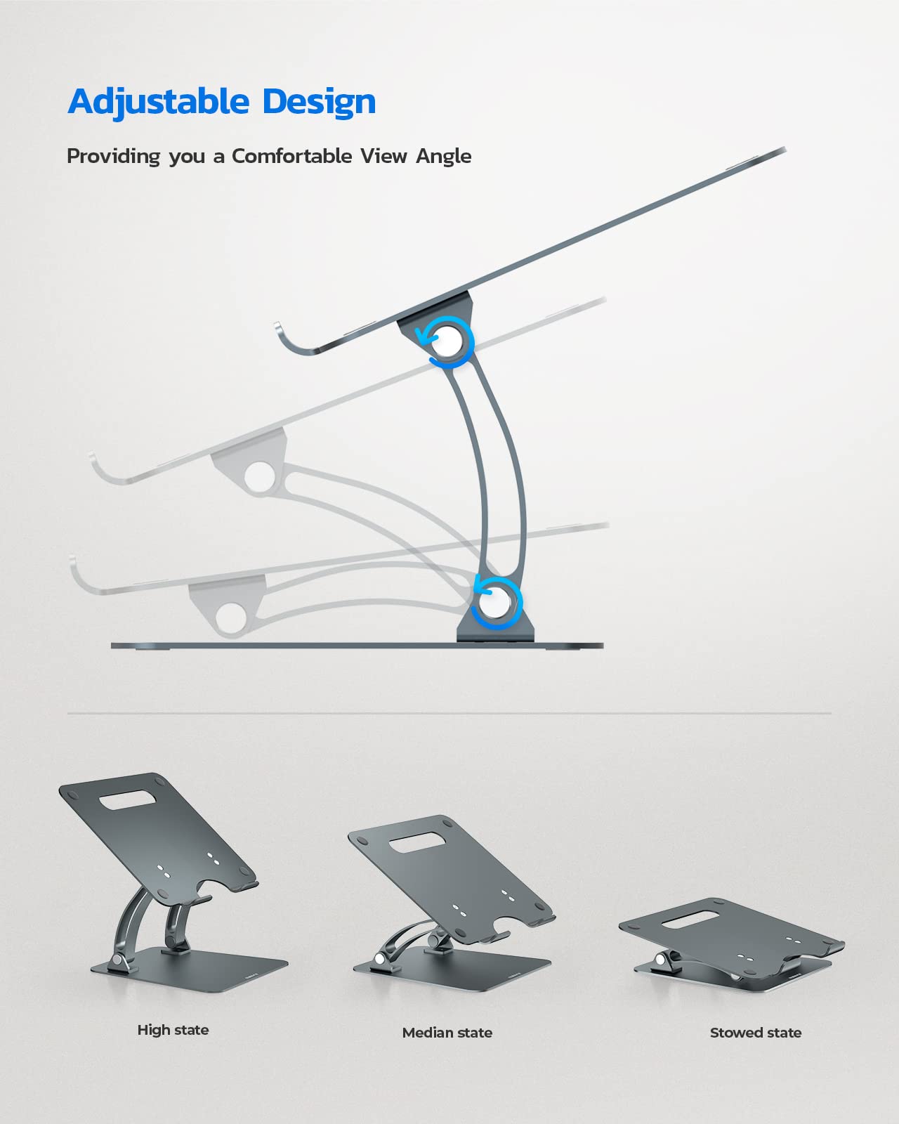 Foto 7 pulgar | Soporte Para Portátil Nulaxy  Totalmente Ajustable  Doble Plegable  Aluminio - Venta Internacional.
