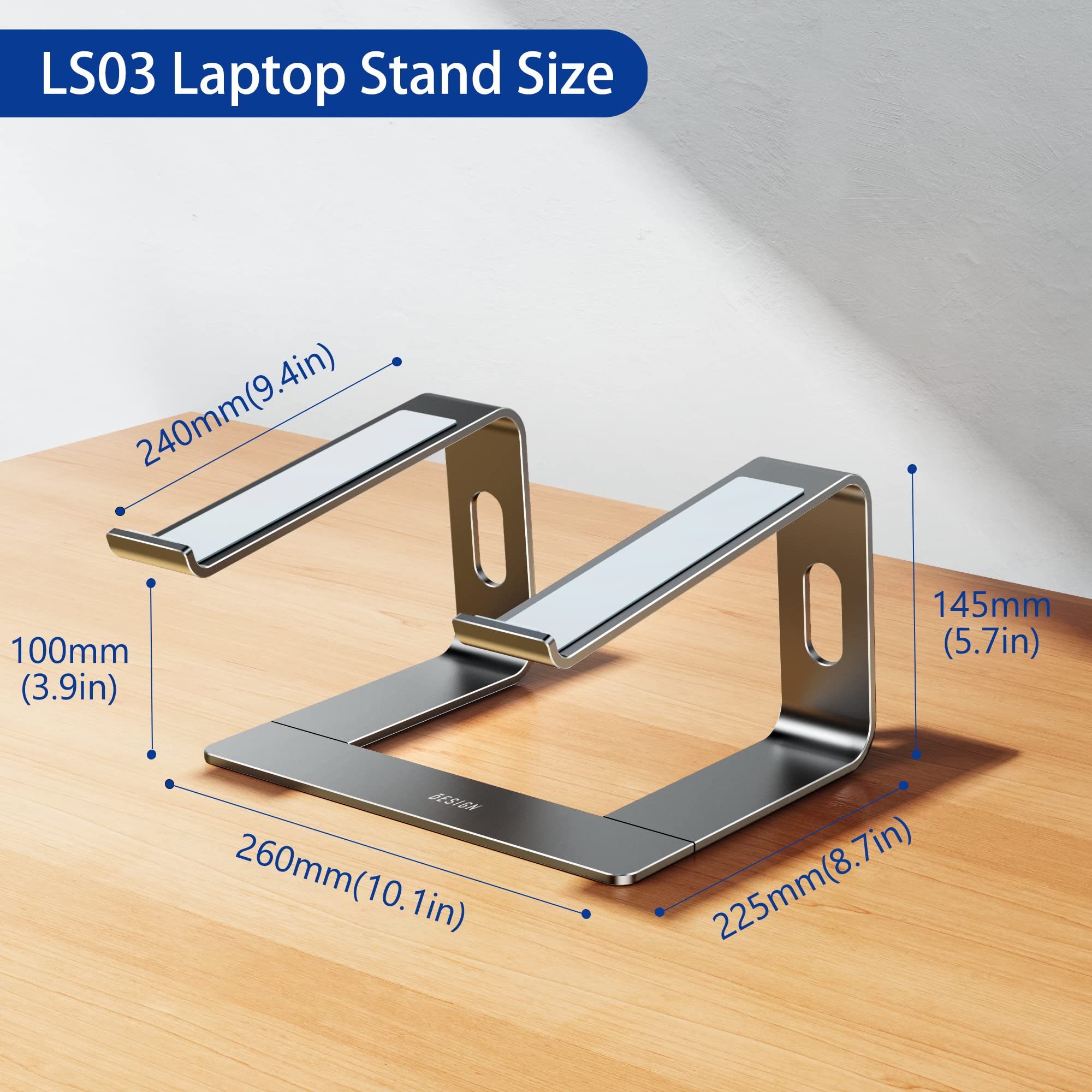 Foto 5 pulgar | Soporte Para Portátil Besign Ls03 De Aluminio Gris Para Portátiles De 10 A 15 6 Pulgadas - Venta Internacional.
