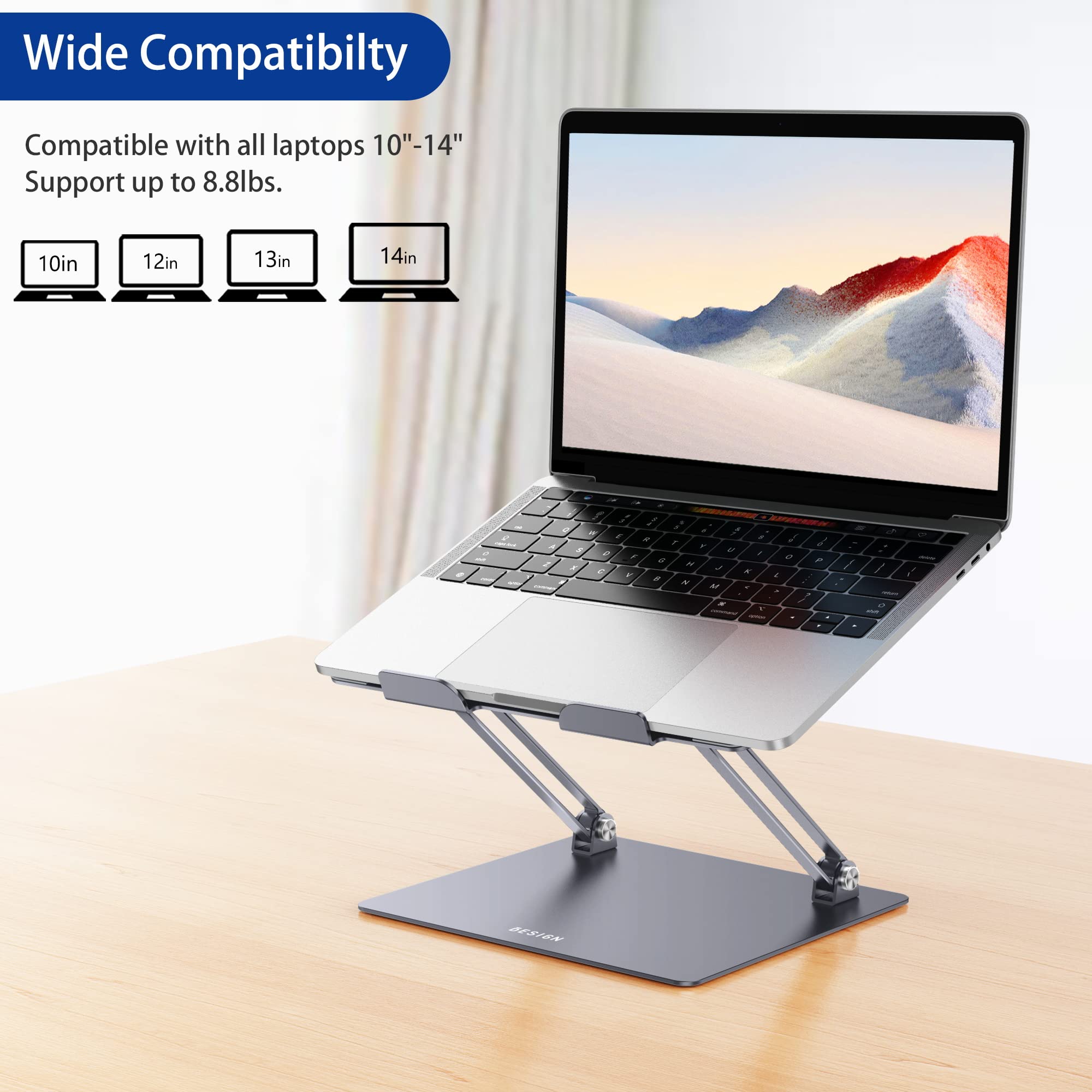 Foto 5 pulgar | Soporte Ergonómico Para Portátiles Besign Ls10 De Aluminio Para Portátiles De 10 A 14 Pulgadas - Venta Internacional.